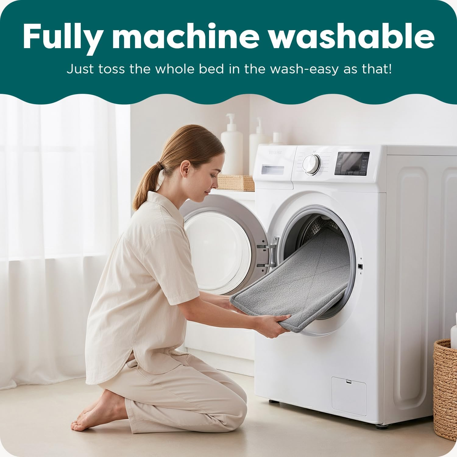 Furhaven Water-Resistant Cooling Gel Dog Bed for Medium/Small Dogs W/Removable Washable Cover, for Dogs up to 35 Lbs - Indoor/Outdoor Logo Print Oxford Polycanvas Mattress - Deep Lagoon, Medium image number 4