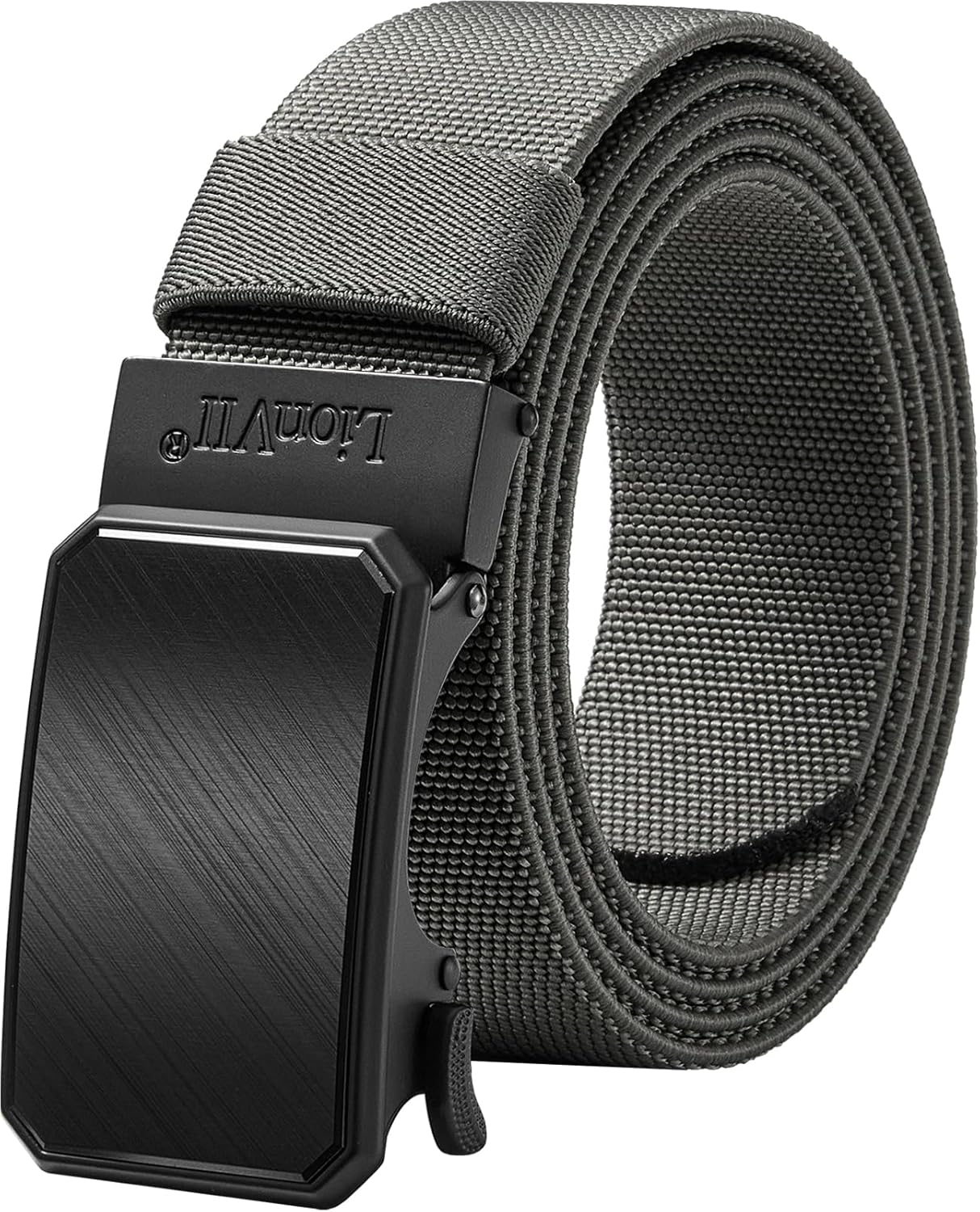 Lionvii Men'S Stretch Ratchet Belt, Elastic Slide Belt for Men with Automatic Buckle for Men Dress, Adjustable Trim to Fit 28-49" Waist - Black image number 7