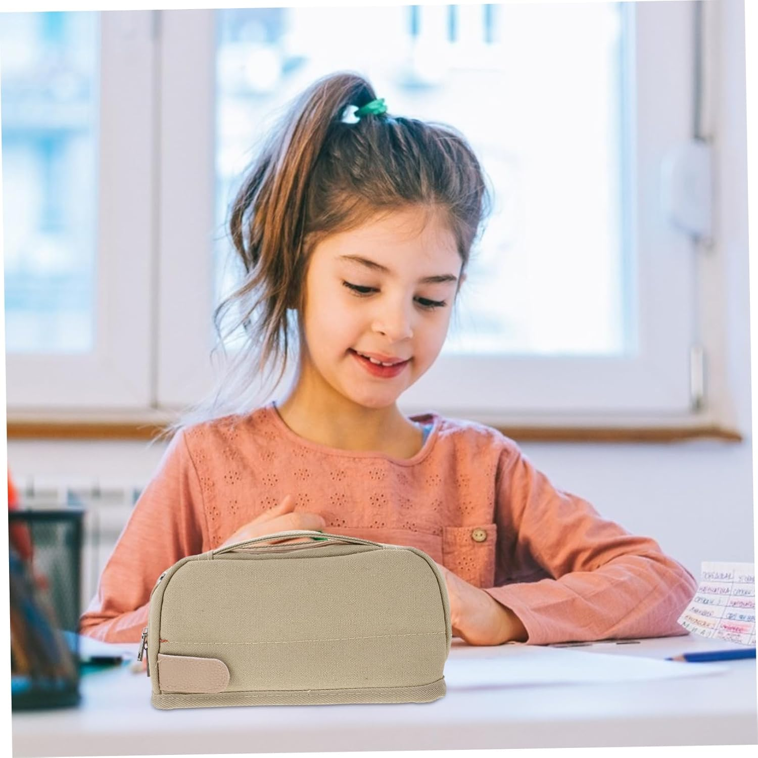 SECFOU Multi-Function Pencil Bag Zipper Adorable Pen Storage Bag for Desk Accessories image number 1