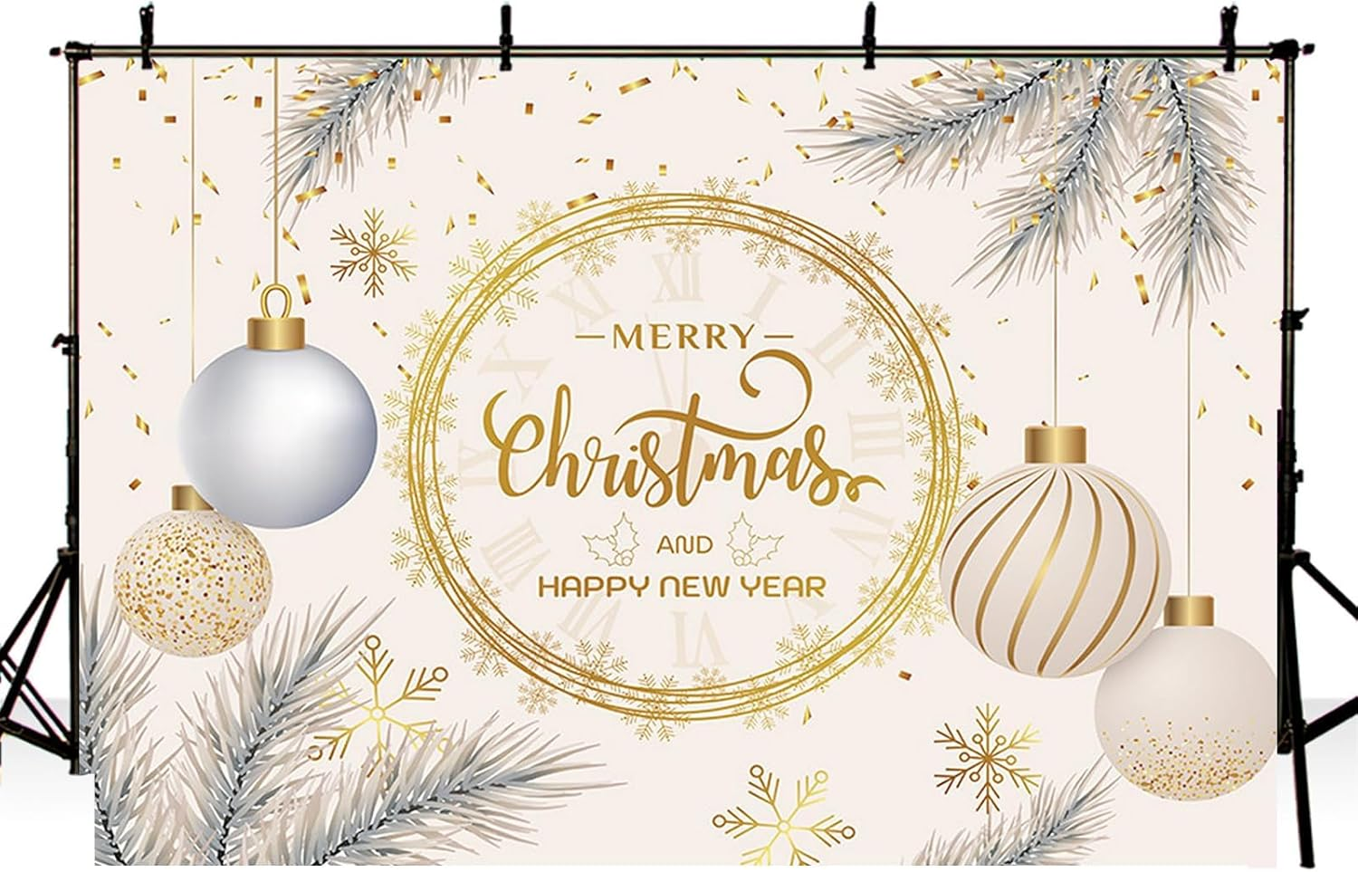 MEHOFOND 10X7Ft Merry Christmas Backdrop Happy New Year Photography Background Christmas New Years Eve Xmas Tree Christmas Ball Festival Party Decoration Supplies Children Baby Portraits Photo Studio image number 5