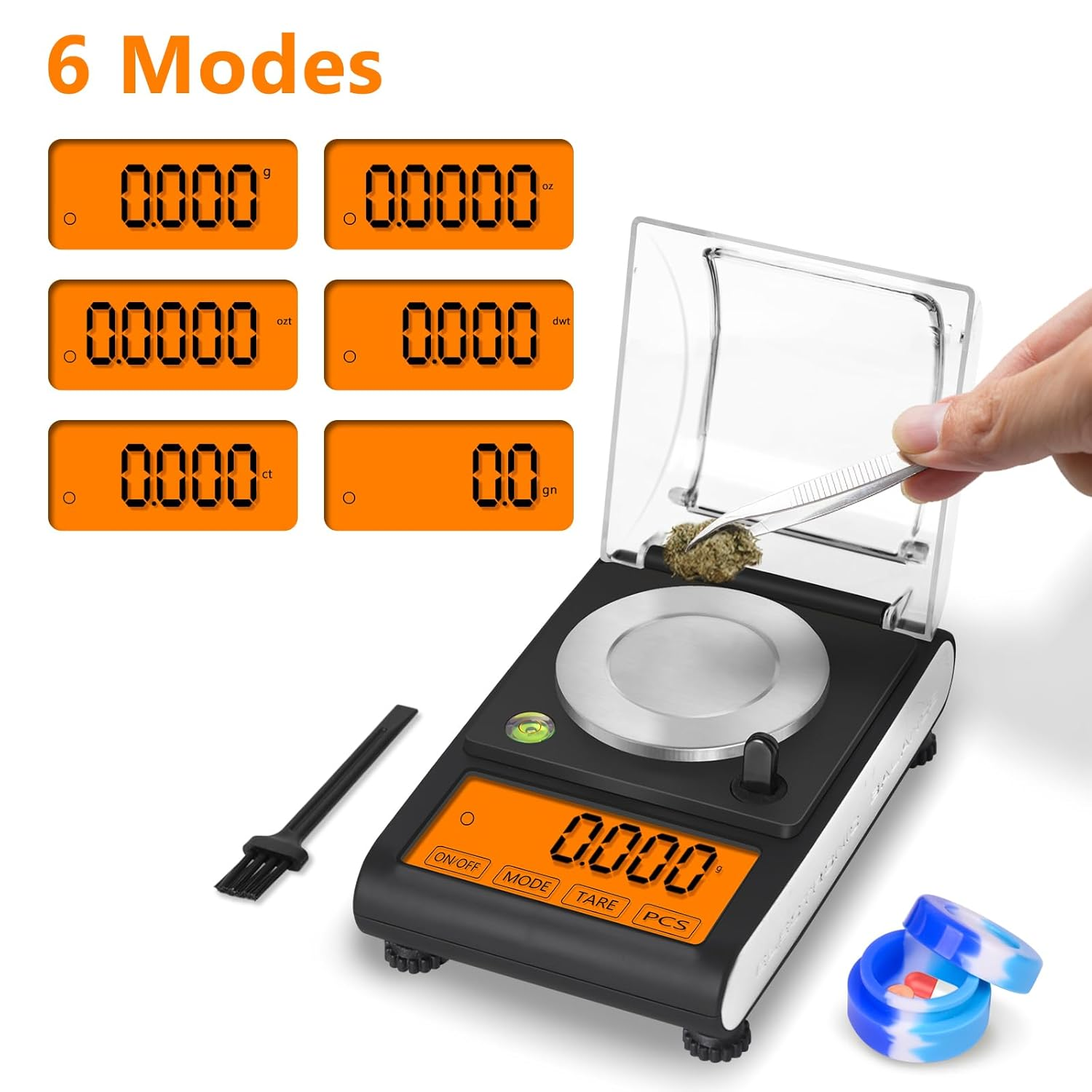 Fuzion Milligram Scale 50G/0.001G, Digital Mg Scale with Calibration Weights, Jewelry Scale with Tweezers, Spoon, Bowl, Brush, Micro Scale for Powder, Gold, Herb, Large Display image number 3