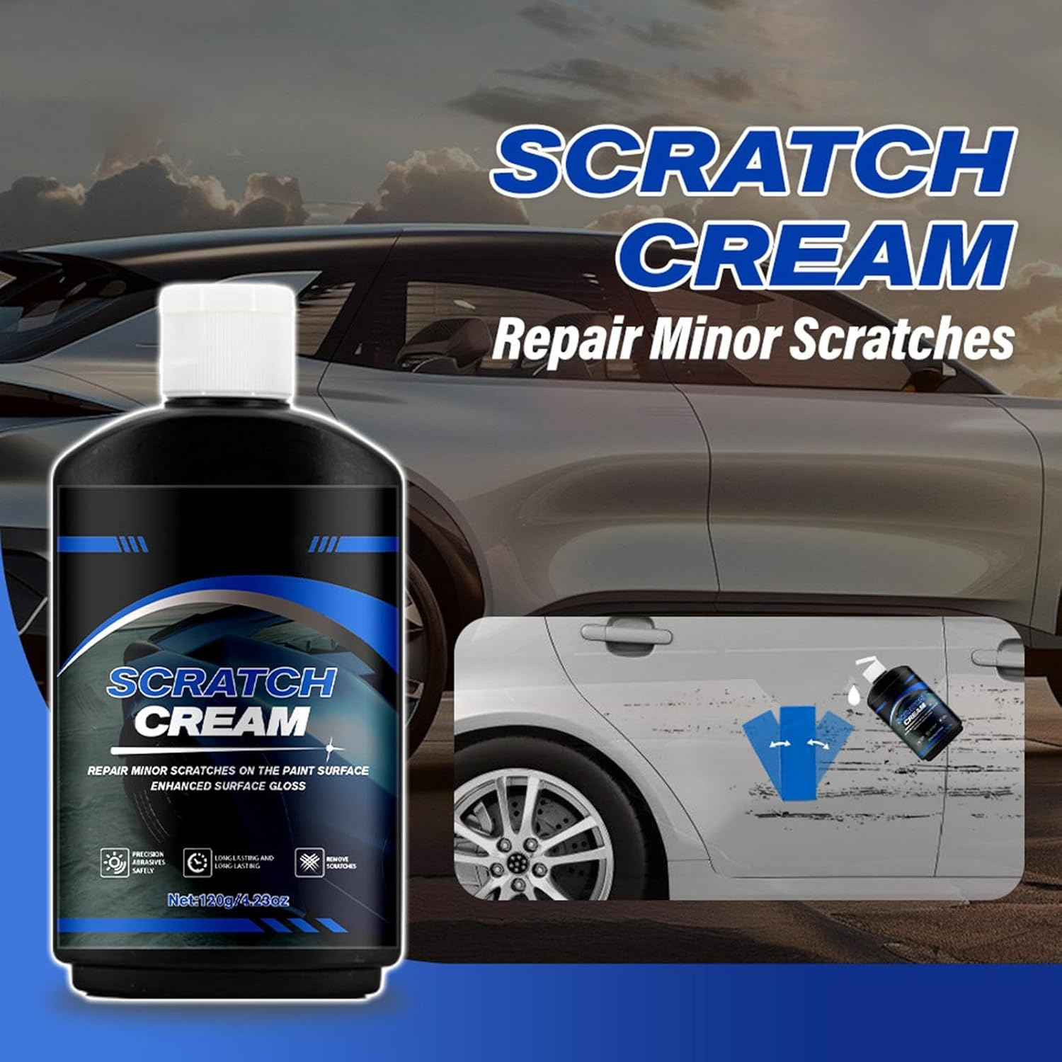Car Scratch Repair Paste - Auto Paint Polish and Renew | Auto Scratch Remover & Polishing Wax, Automotive Paint Repair for Car Refurbishment image number 5