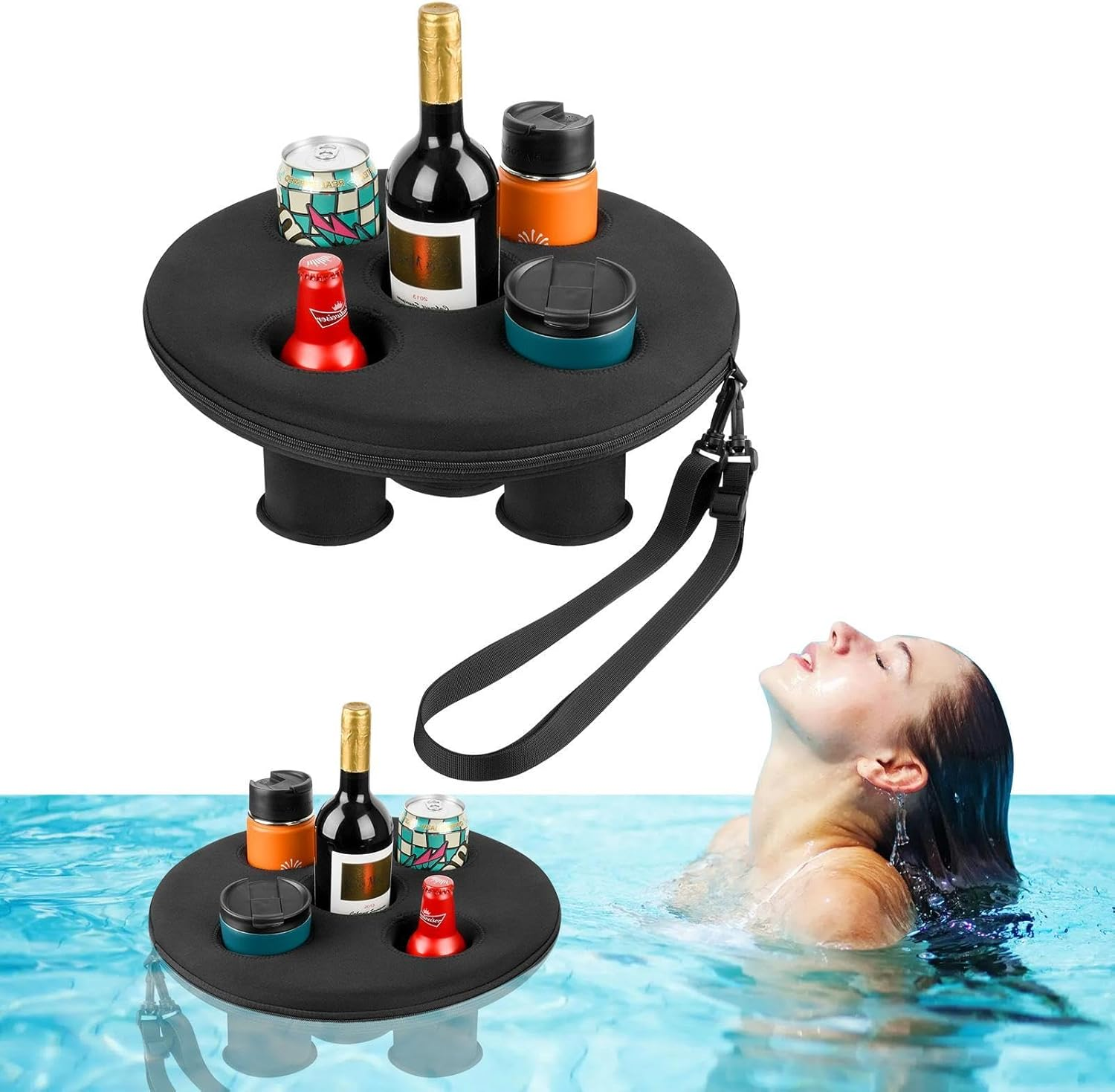 Floating Coasters - Floating Drink Holder, Drink Pool Table Float | Floating Coaster Beverage Swimming Pool Table Float, Large Capacity Drink Float Hot Tub Fun Inflatable Floating Drink Holder For image number 5