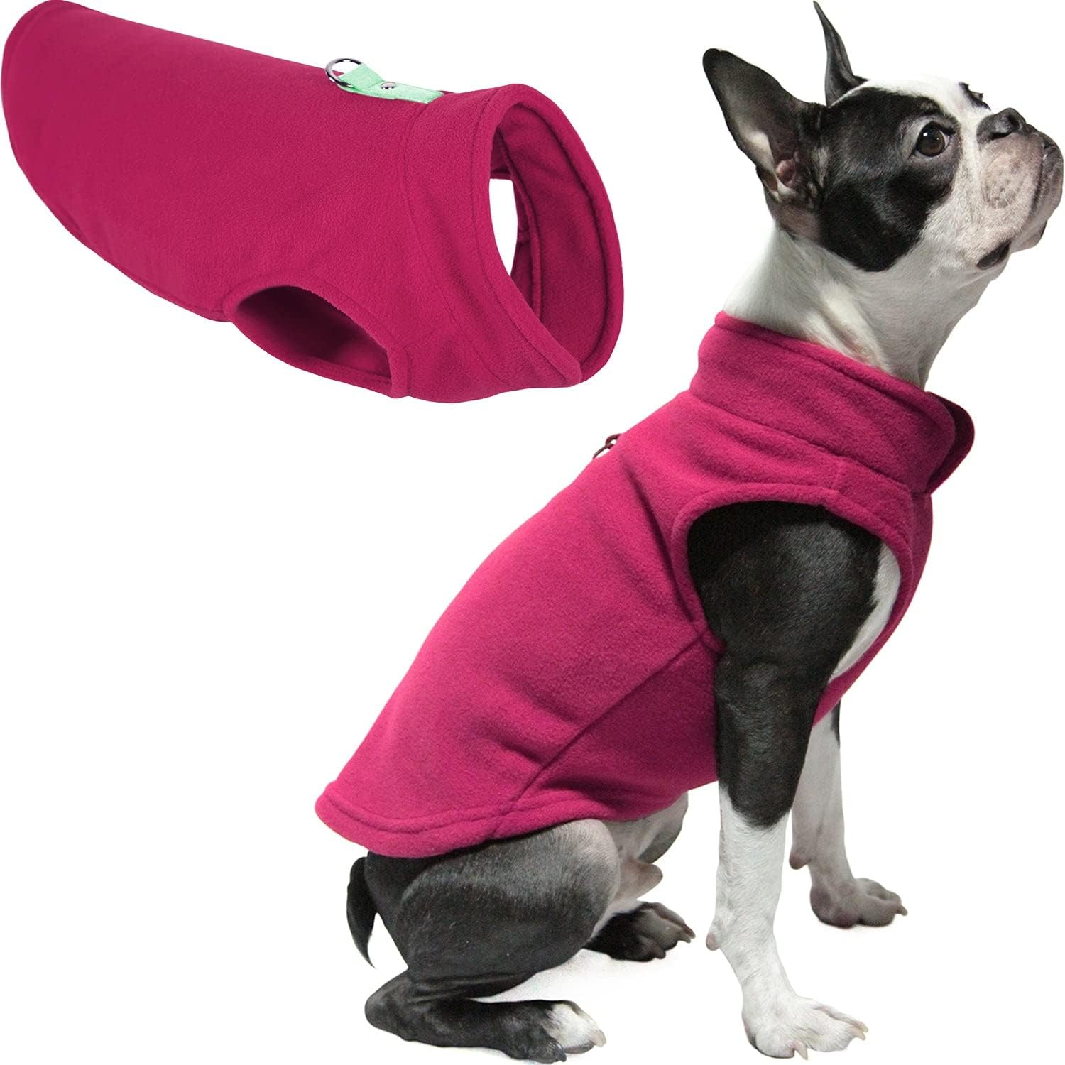 Gooby - Fleece Vest, Small Dog Pullover Fleece Jacket with Leash Ring, Fuchsia, X-Large image number 2