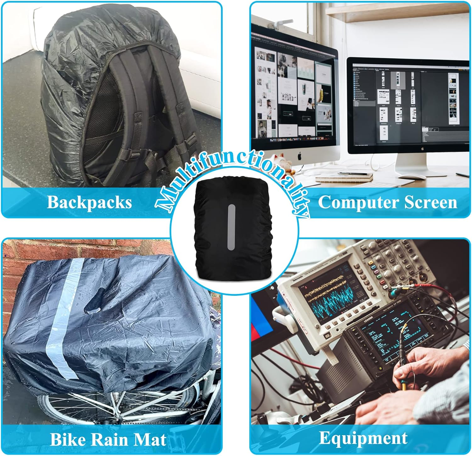 Rain Cover for Backpacks with Reflective Strips, 15L-50L Waterproof Backpack Rain Cover with Storage Bag, Rain Cover School Bag for Hiking, Camping, Travel, Cycling image number 7