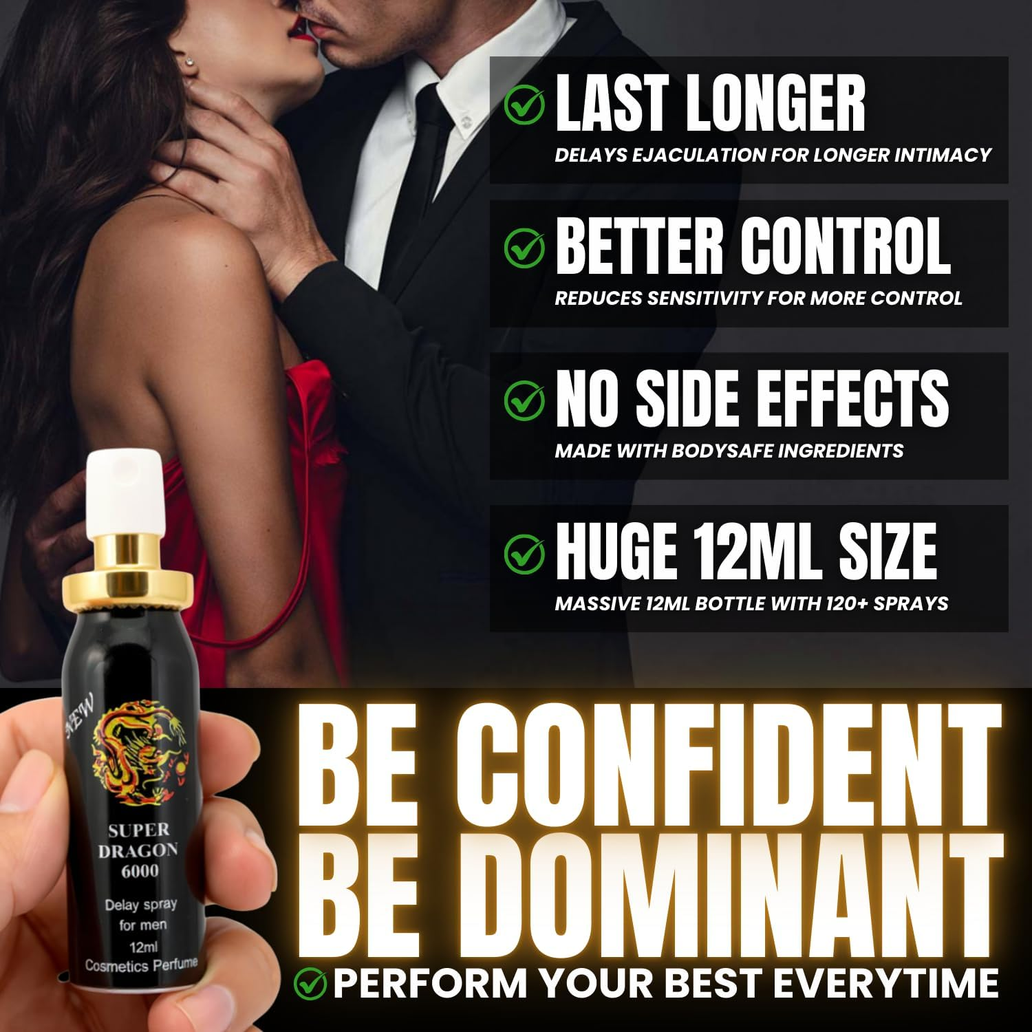 6000 Desensitizing Delay Spray for Men | Last Longer in Bed | 120 Sprays | for Premature Ejaculation PE | 12Ml | Helps Prolong and Control Climax image number 3