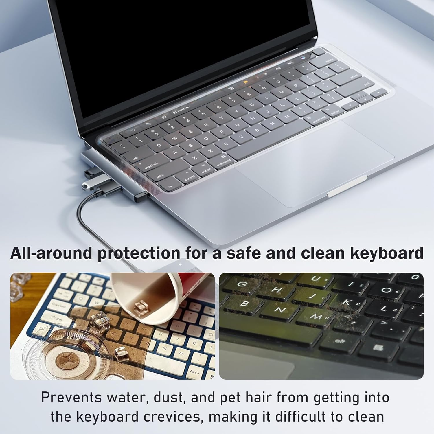 EKIND 2 Sheets Universal Waterproof and Dustproof Keyboard Cover for 15-17 Inch Laptops, with Keypad Keyboard Cover Size (L:14.17" X W:5.08"), Ultra Thin Silicone Skin Protector (Transparent) image number 3