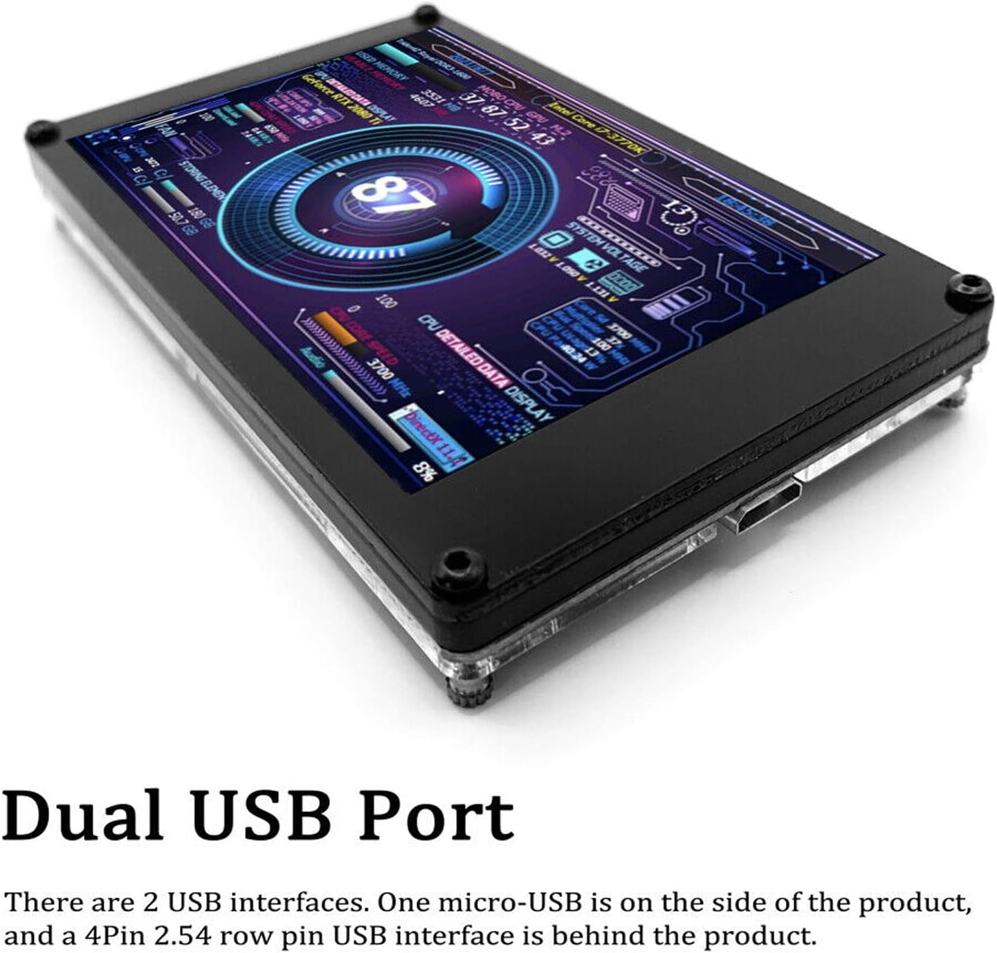 PC Temperature Display Screen, 3.5 Inch IPS Computer Case Secondary Screen CPU RAM Real Time Monitoring, Computer Temp Monitor for Raspi, for Linux, For image number 1