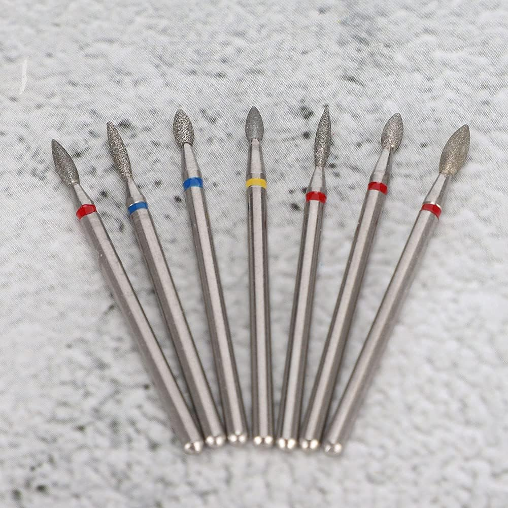 7 Pieces Nail Drill Bits, Portable Diamond Polish Head Nails Mill Bit Sets Professional Remove Cuticle Drills Tools Premium Electric Manicure Polishing Kit for Pedicure Files Home Salon Use Gift image number 4