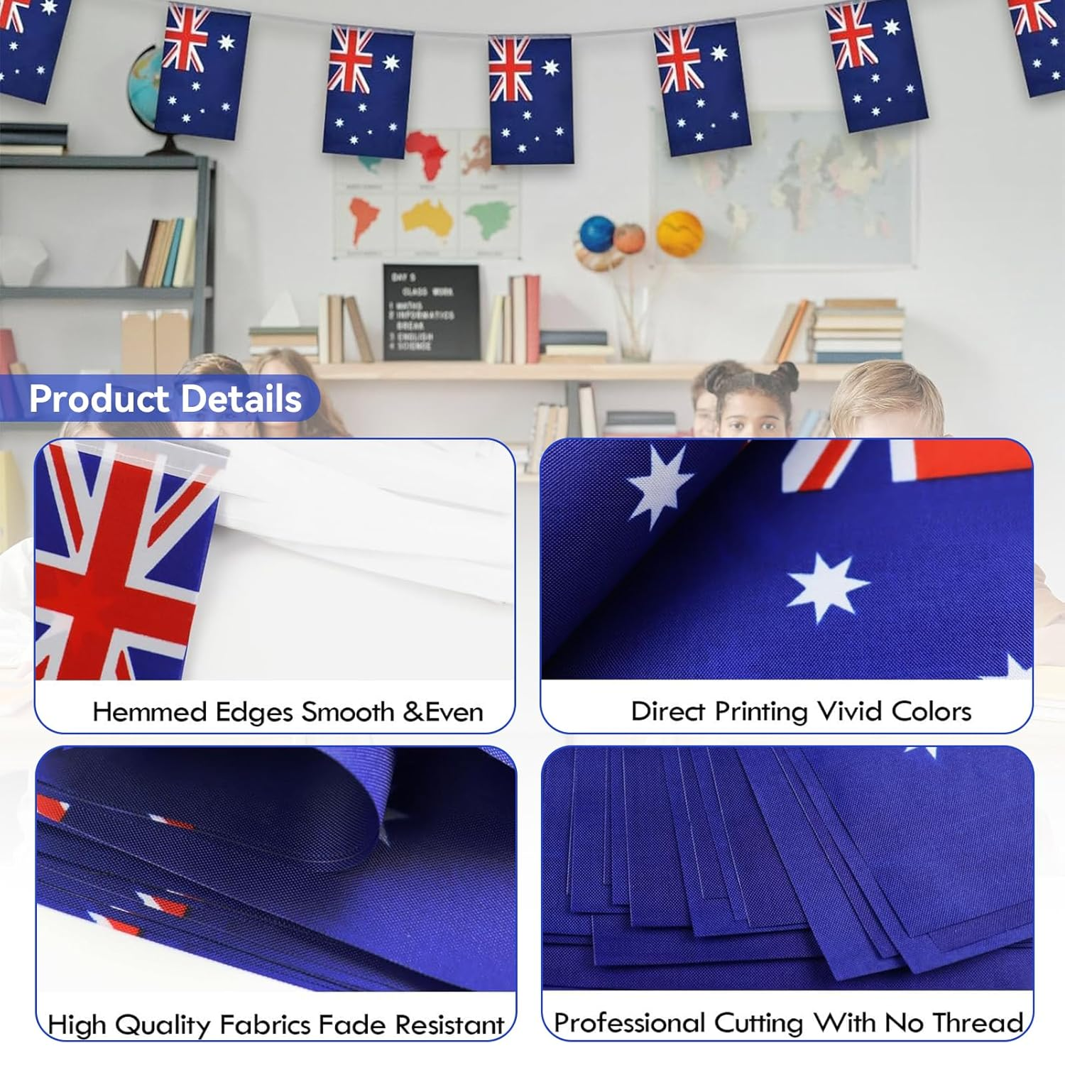 Australia Flags Small String Mini Flag Pennant Banner Decorations -30 Flags, Patriotic Events Patriotic Events 26Th of January Australia Day Country Decoration, School, Party, Sports Events (01) image number 5