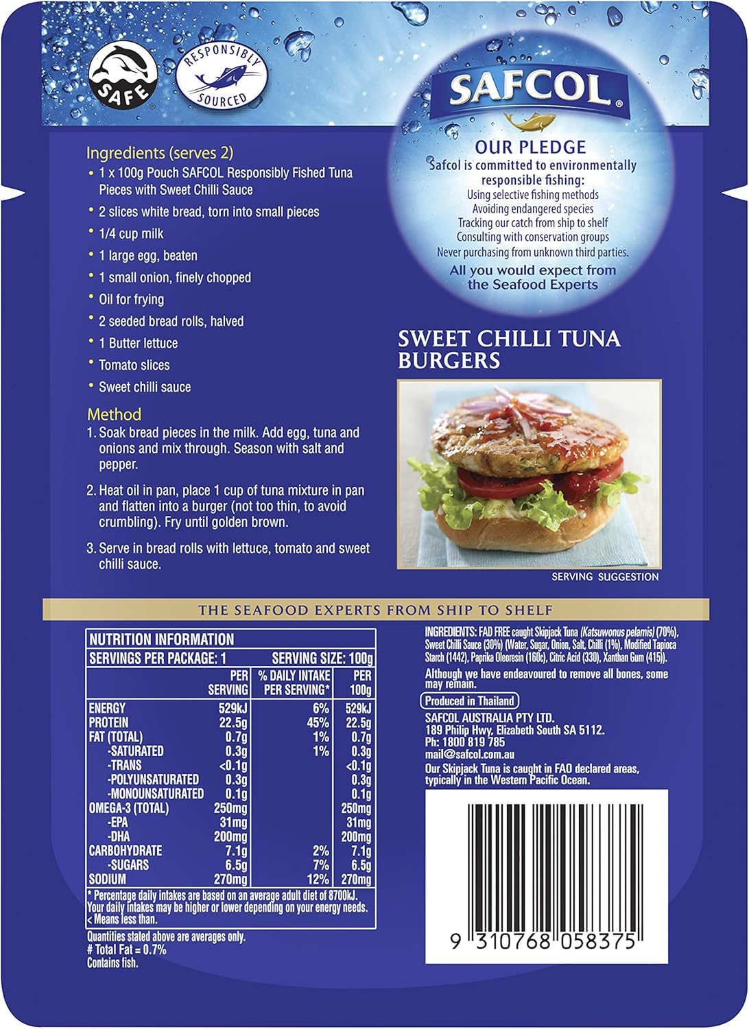 Safcol Gourmet on the Go Tuna with Sweet Chilli Sauce Pouch 12 X 100 G