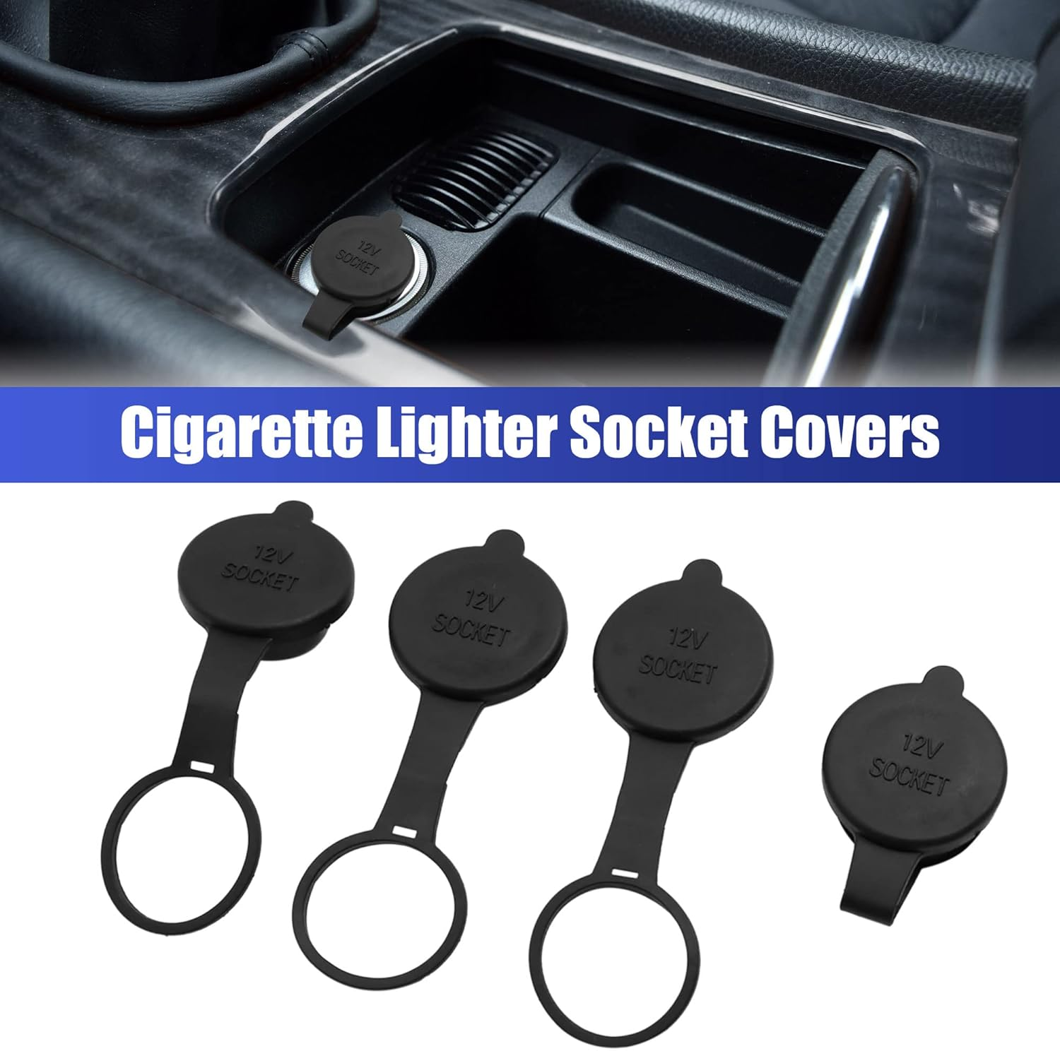 Uxcell 4Pcs Cigarette Lighter Cover 12V Universal Waterproof Car Motorcycle Cigarette Lighter Female Plug Cap for Automotive Power Port Outlet image number 2