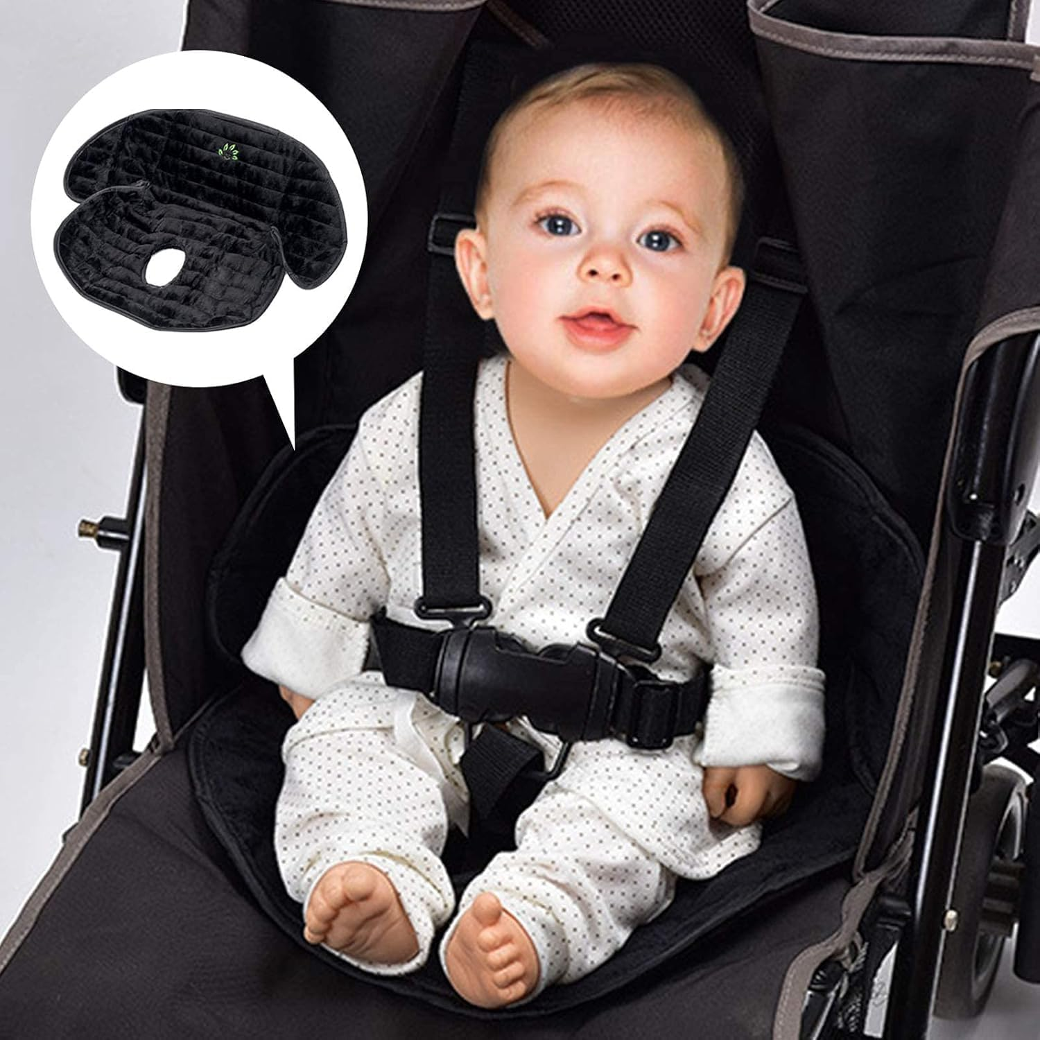 Chionwen Child Seat Protection Pad, Suitable for Baby Strollers and Toddler Car Seats, with Waterproof Function, Easy to Clean, Machine Washable and Dry. (Black) image number 5