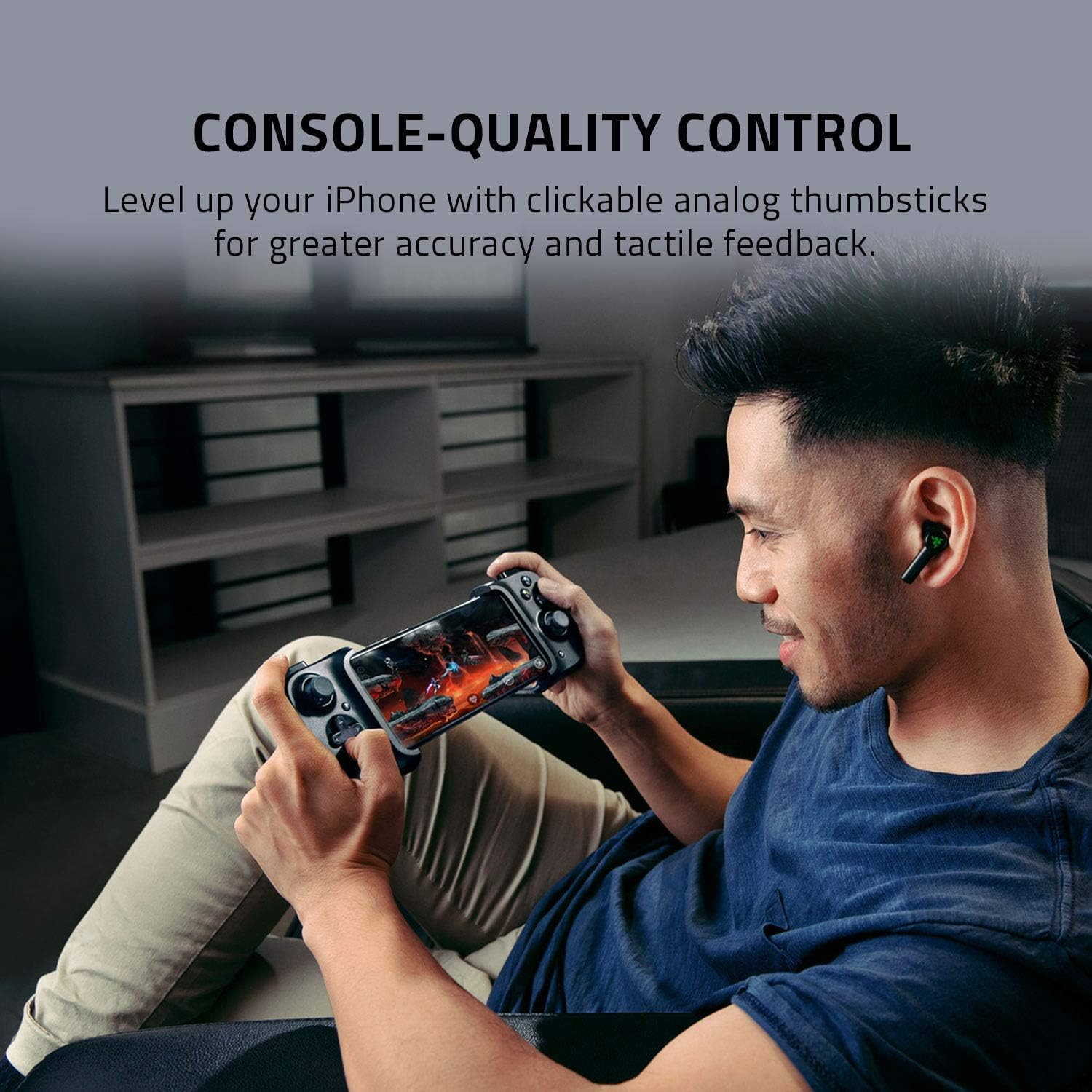 Razer Kishi for Iphone - Smartphone Gaming Controller (USB-C Connection, Ergonomic Design, Individual Fit for Mobile Phones, Analog Stick, Ultra Low Latency) Black image number 4