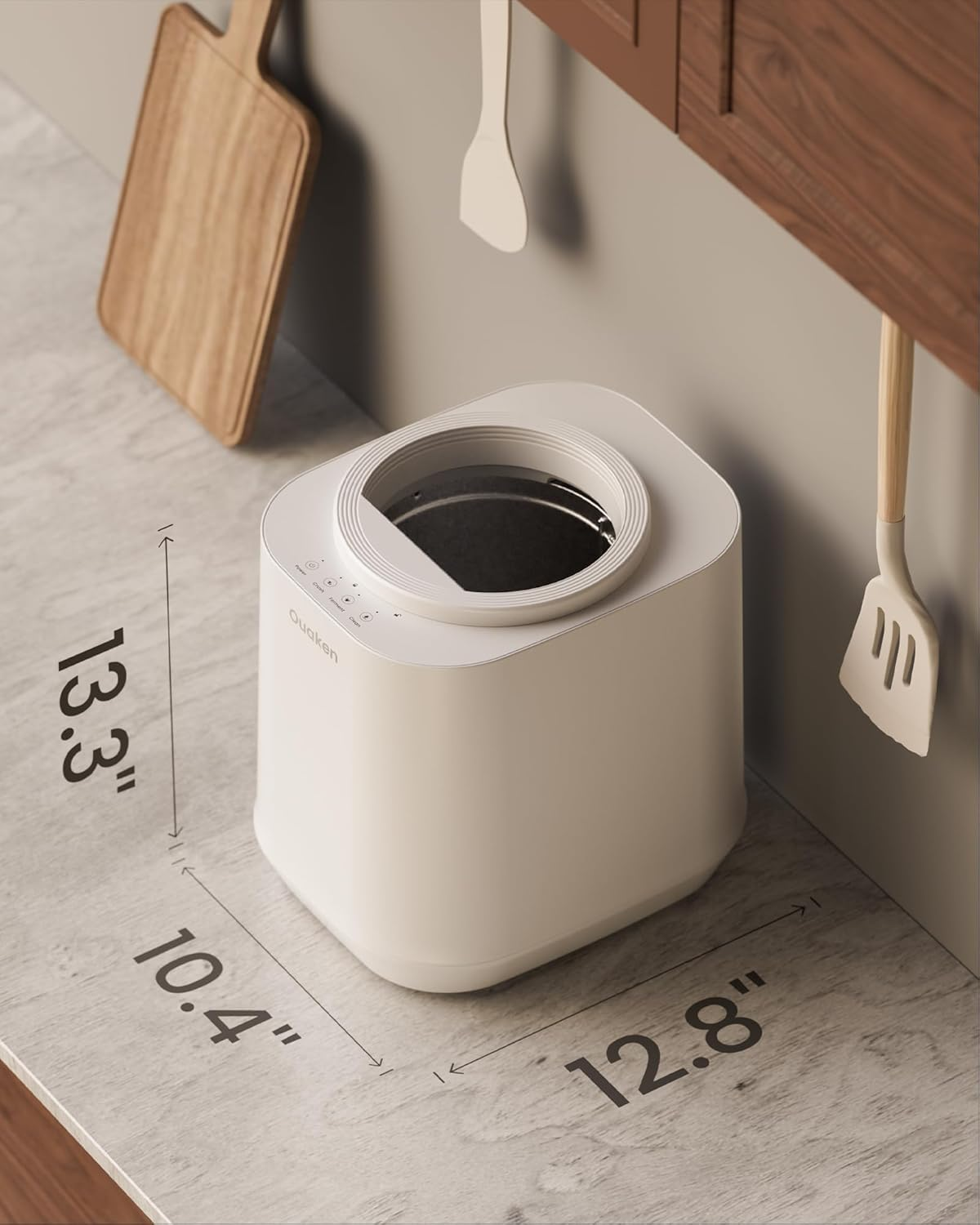 Electric Composter for Kitchen, 4L Smart Countertop Compost Bin, Odorless | Low Noise | Auto-Cleaning | Turn Food Waste into Fertilizer within 3 Hrs, Indoor Food Waste Compost Machine, White image number 6