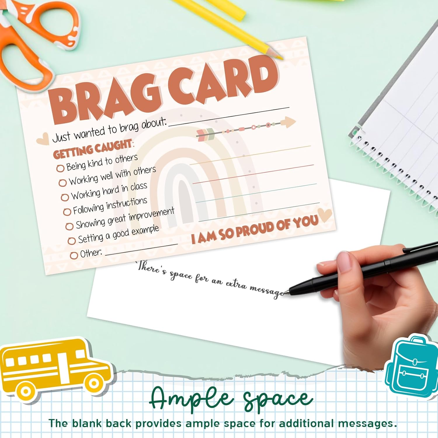 LOVEDMORE Boho Classroom Brag Cards for Teachers, Preschool, Elementary Classroom Incentives Cards for Students image number 5