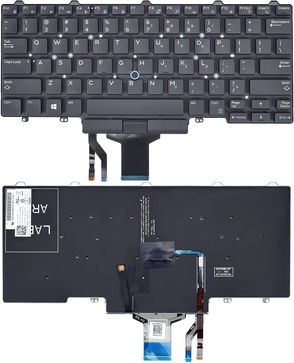 Replacement Backlight Keyboard for Dell Latitude E5450 E5470 E7450 E7470, Latitude 5480 5490 5491 7480 7490 Series Laptop, Latitude E5450 E5470 E7450 E7470 Replacement Keyboard with Pointer US Layout