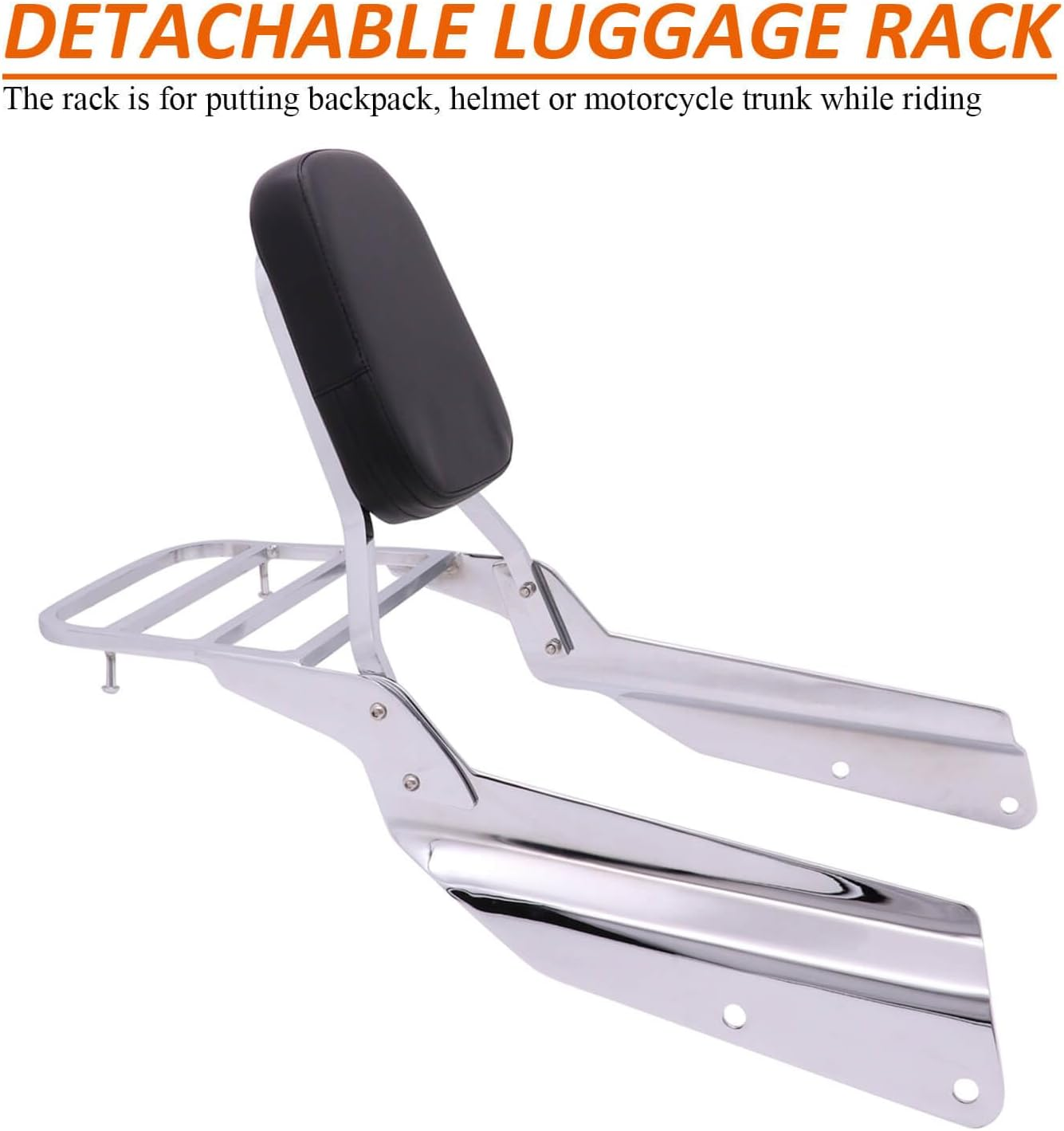 Passenger Sissy Bar with Luggage Rack Rear Backrest for Honda VTX1300 VTX1800 N/R/S/T Model 2002-2009, Chrome