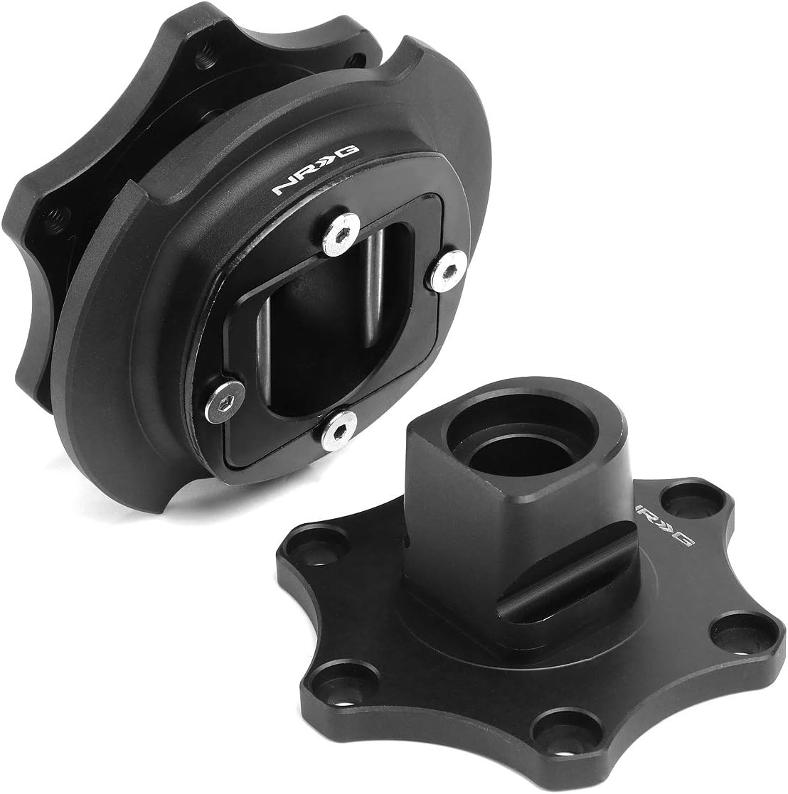 NRG Innovations NRG-SRK-R200MB-MB SRK-R200MB-MB SFI 42.1/6- Bolt Steering Wheel Quick Release Adapter, Matte Black