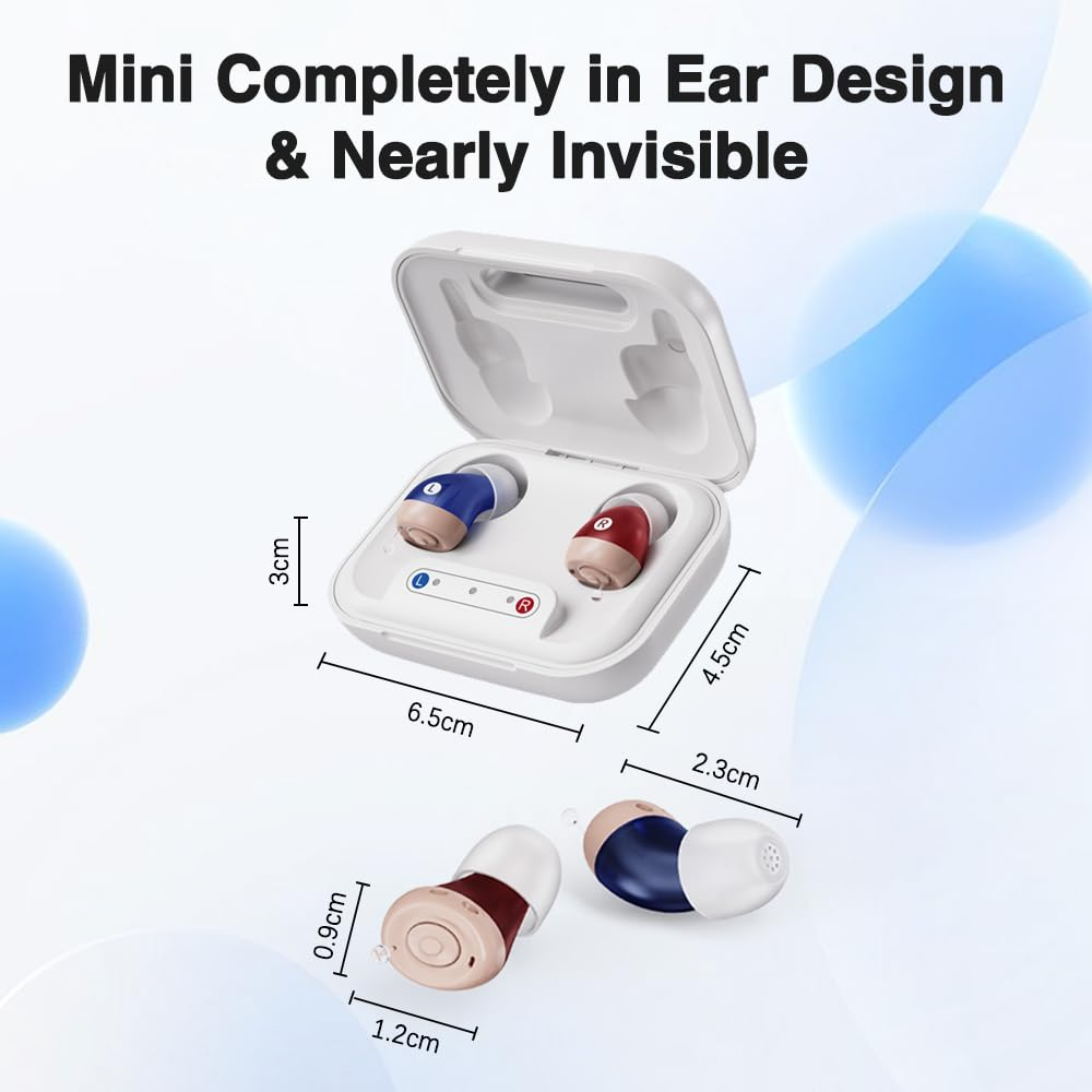JINGHAO Hearing Aids for Seniors, Rechargeable Hearing Aid Amplifiers Devices with Noise Cancelling Clear Sound, Superior Sound Quality for Adults Women Men Hearing Loss, Auto On/Off