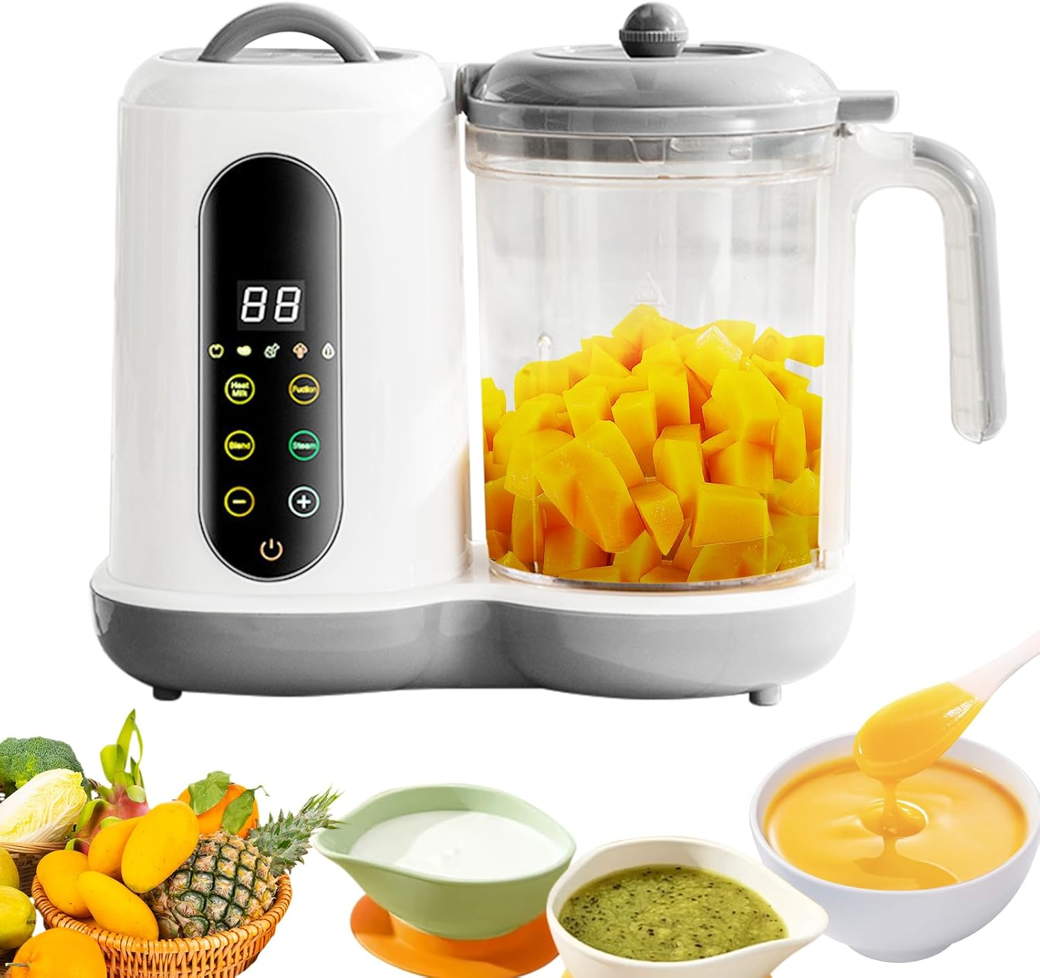 Baby Food Maker, Baby Food Processor, One Level Baby Food Maker, Steamer Mixing, Baby Porridge Maker, Baby Steaming, 400 Ml, 4 Cooking Presets, Automatic Cooking, Self-Cleaning