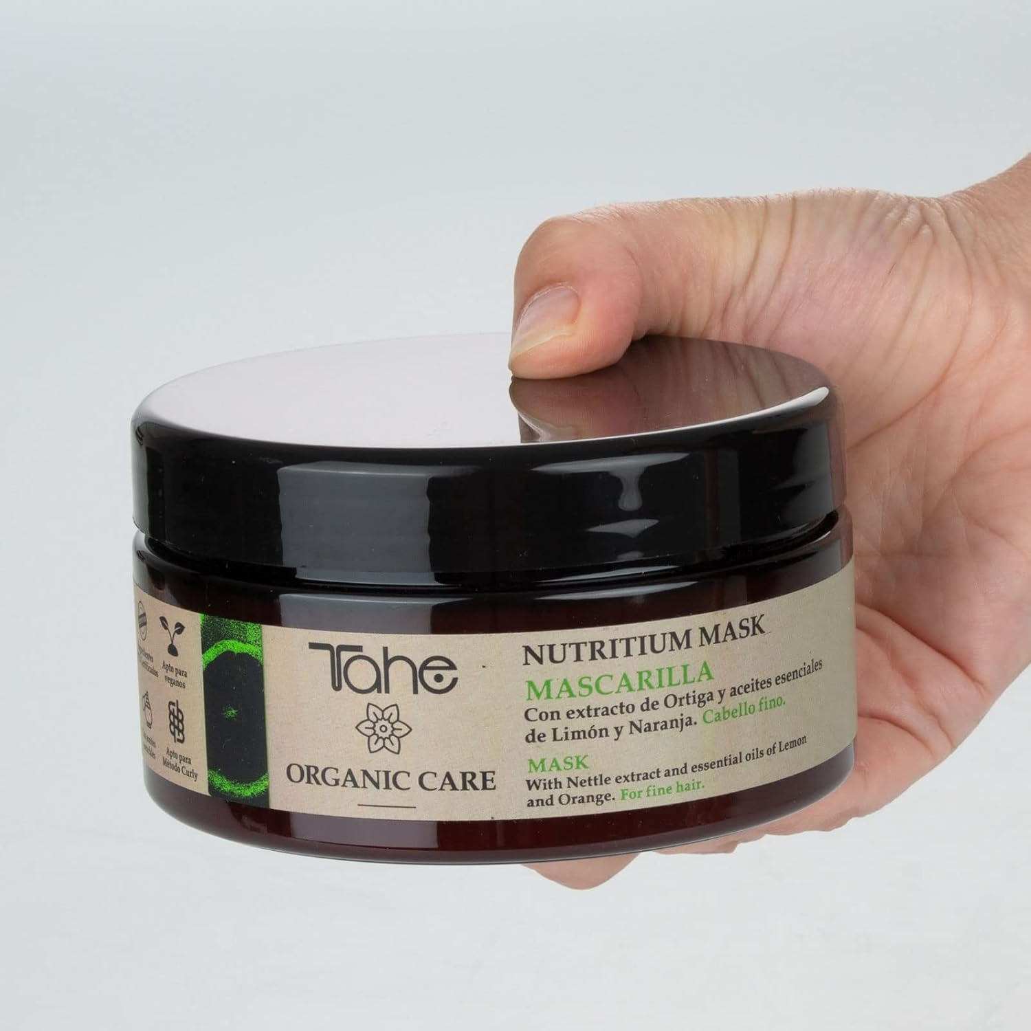 Tahe Nutritium Organic Care Hair Mask for Fine Hair - with Nettle Extract and Lemon and Orange Essential Oils, 300 Ml image number 3