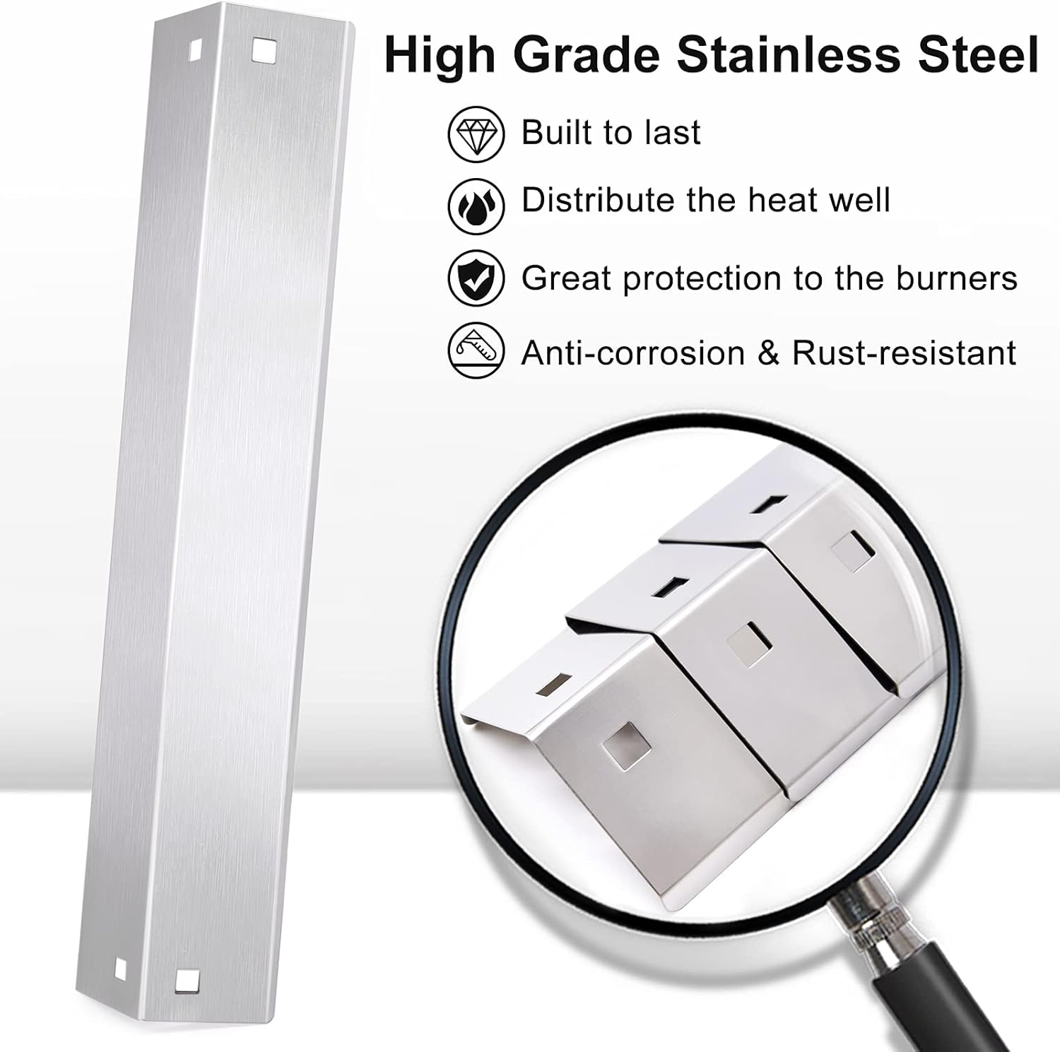 Criditpid Heat Plates Shield Replacement Parts for Char Griller 5050, 5650, 3001, 5072, 3008 Grill, Stainless Steel Heat Tent Burner Cover Flame Tamers for Chargriller Duo 5050, King Griller 3008 5252 image number 1