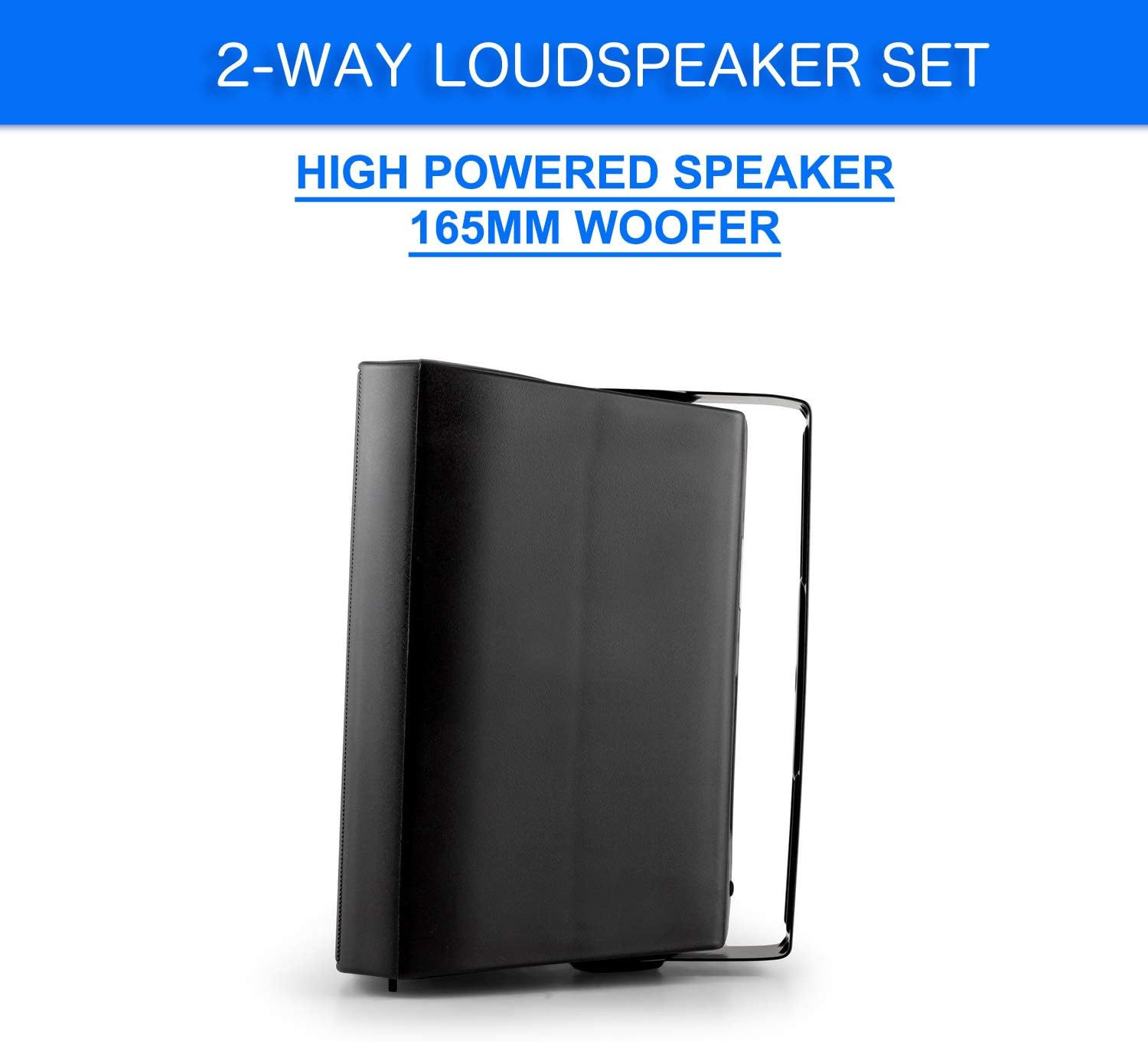 Black Passive Speakers Pair 6.5" 120W Wall Mount Bracket 2 Way Bookshelf Stereo DJ PA image number 3