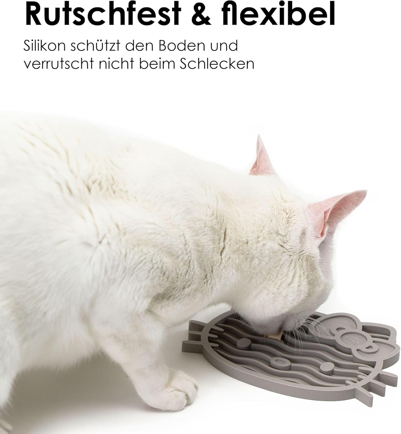 Lucybalu X Hello Kitty ZENCAT Licking Mat for Cats, Cat Licking Mat, Slow Feeder, Lick Mat Made of Food-Grade Silicone, Silicone Mat for Licking, Taupe image number 4