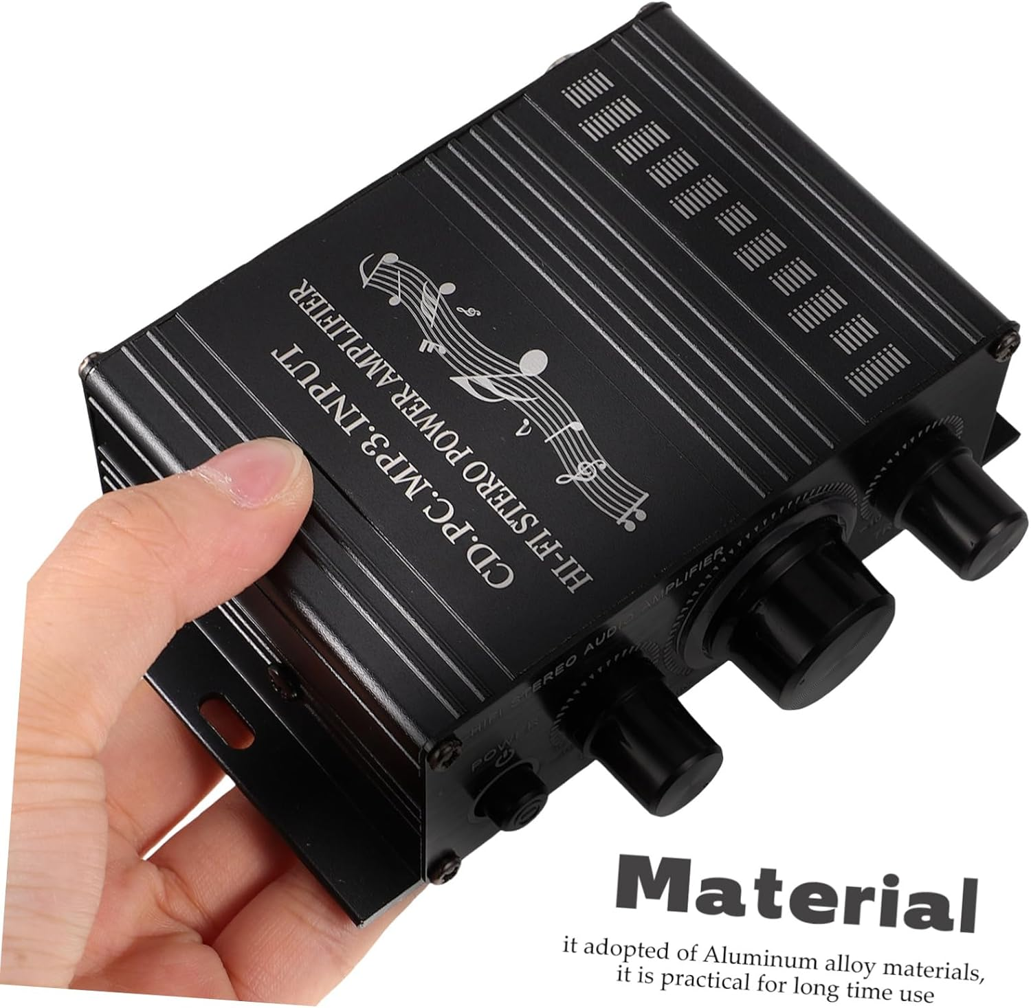 PLAFOPE Mini Audio Amplifier Stereo Amp for Car and Home Speakers, Portable Black Mini Power Amplifier with Dc Cable for Motorcycle and Computer Use image number 4