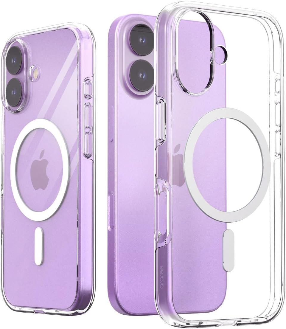 Araree Ar27977I17 Iphone 17 Case, Hybrid Shockproof, Magsafe Compatible, MIL Standard, Air Cushion, Anti-Slip Bezel, Embedded Magnet, Strap Hole, Easy to Put on and Take Off, Precision Design, White