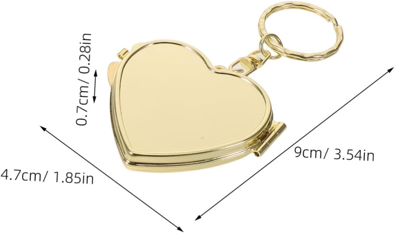 ROMISBABA 2Pcs Heart-Shaped Double Sided Folding Keychain Mirror for Metal Makeup Pocket Vanity Magnified Views Portable Cosmetic Accessory for Bags and Wallets Gold Silver