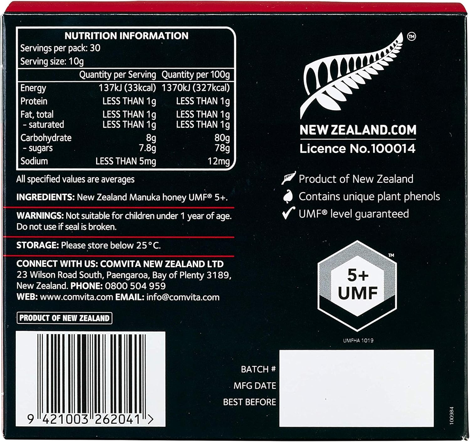 Comvita UMF 5+ Manuka Honey On-The-Go Sachets 10G X 30 Pack image number 3