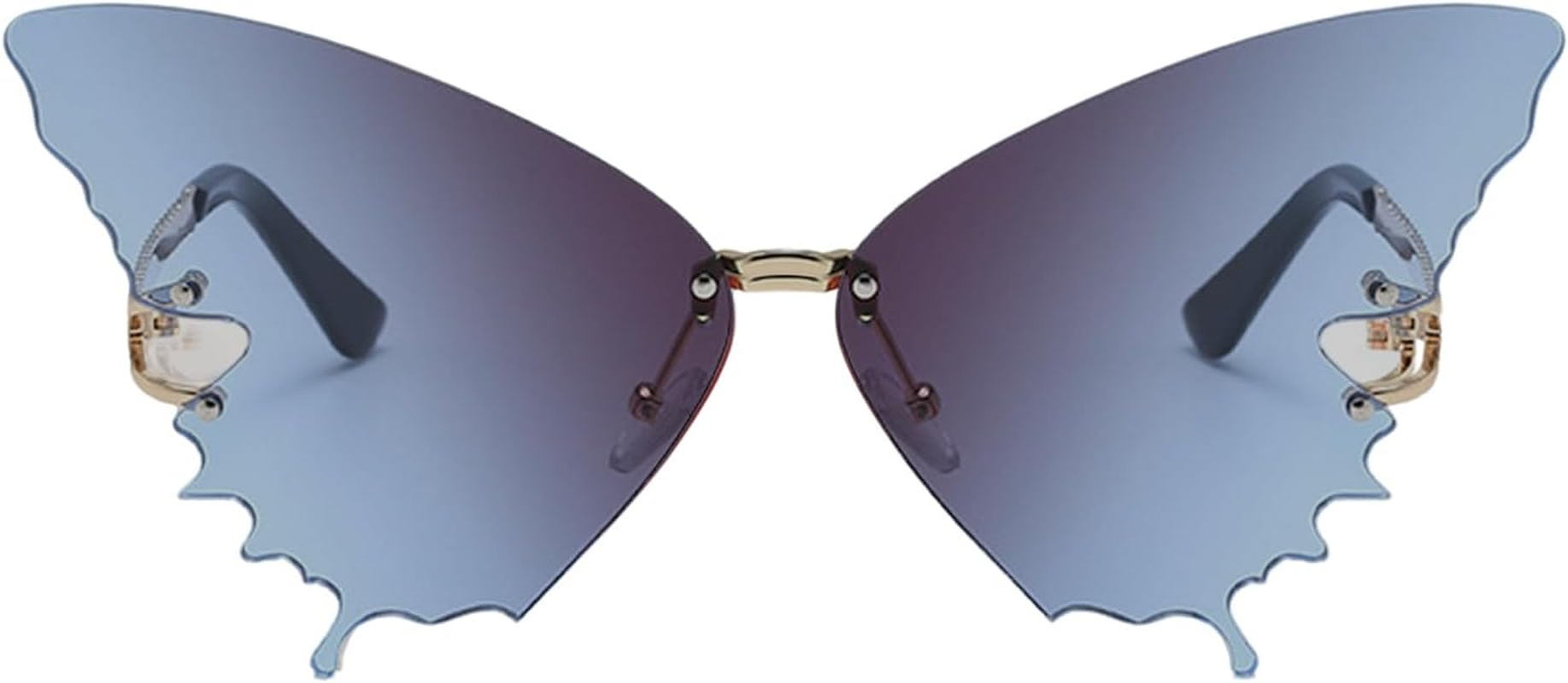 Qkbuza Butterfly Glasses - Trendy Eyeglasses - Butterfly Frameless Oversized Eyewear Anti-Glare Trendy for Women Driving Beach Vacation Summer Outdoor