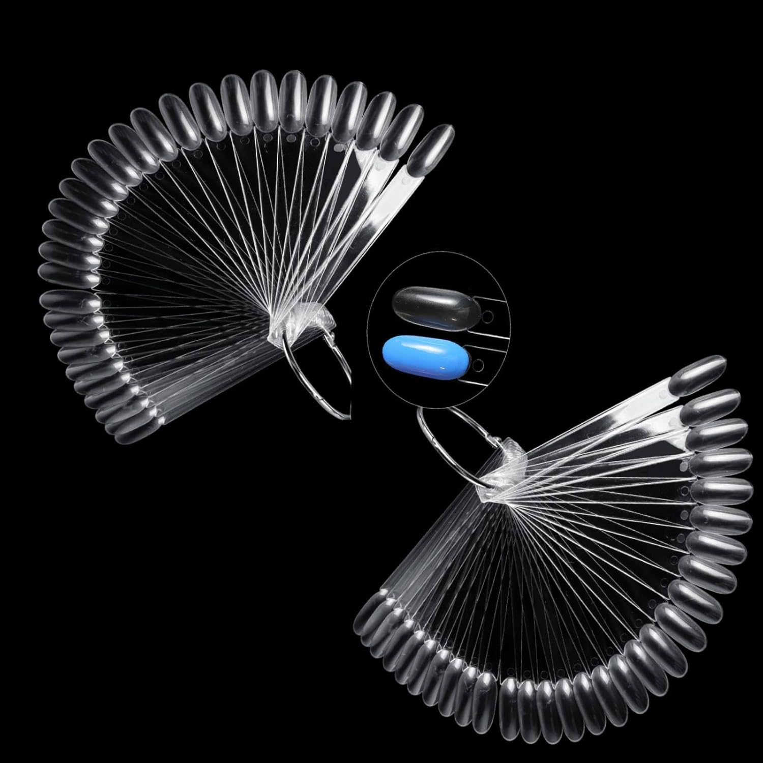 100 PCS Clear Nail Swatches | Fan-Shaped Nail Swatch Sticks | Perfect for Nail Art Display and Color Comparison | Reusable and Durable Plastic image number 5