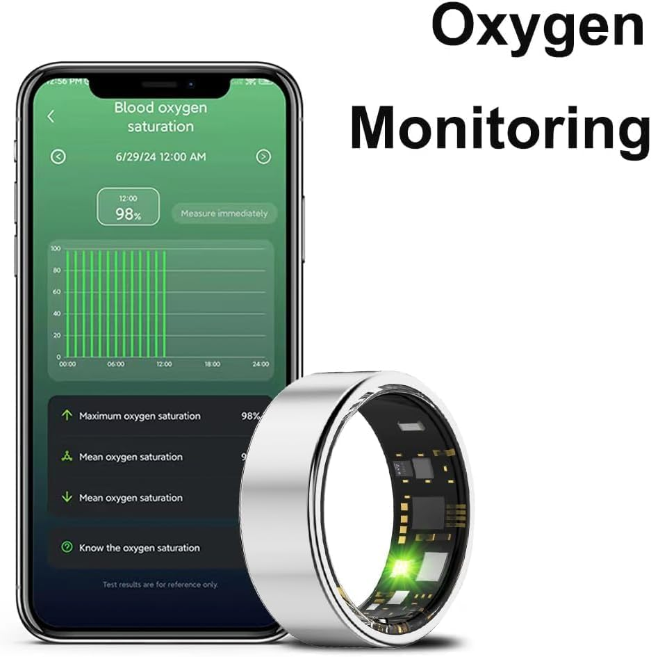 Smart Ring Health Tracker, with Box, Fitness Tracker, Activity Trackers for Man Women -Sleep Exercise Monitor,Waterproof Sleep Tracking Wearable for Daily Use(Silver, 9) image number 3