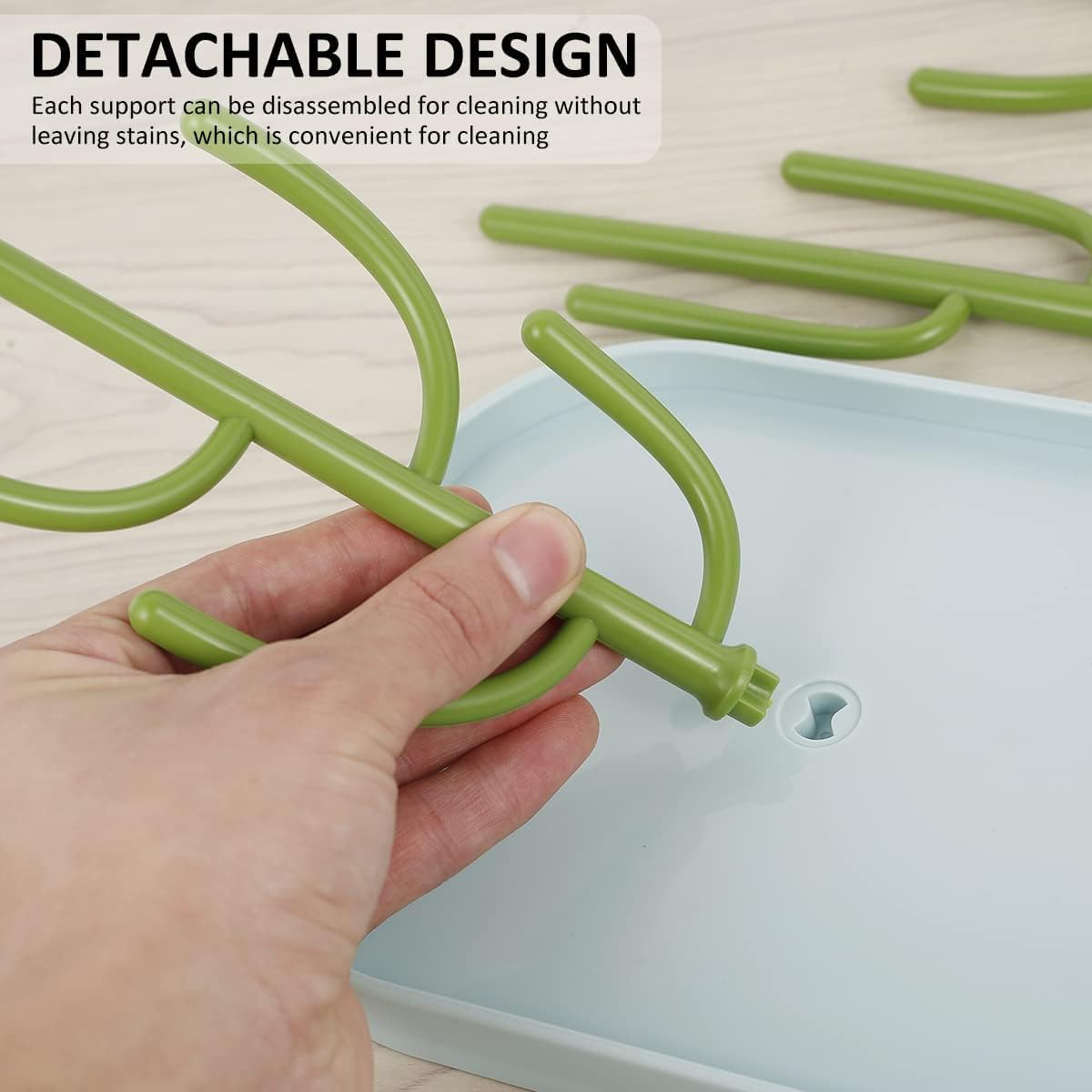 Baby Essentials,Bottle Drying Rack,Baby Bottle Drying Rack,Drying Rack for Kitchen Counter,Detachable Bottle Dryer Holder with Base.For Nipples,Cups,Pump Parts and Accessories(Green) image number 1