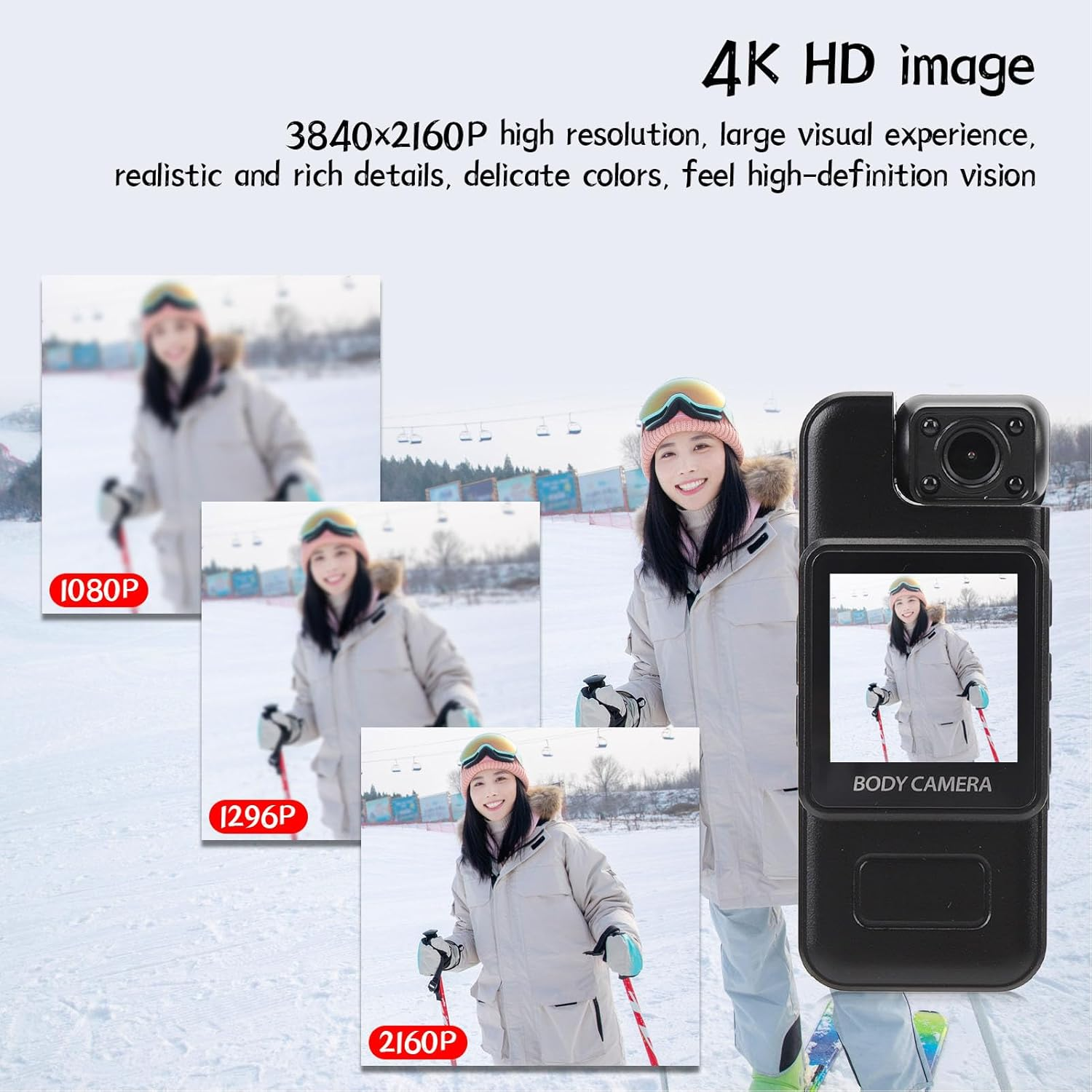 LICAEVEY Body Camera, 4K HD, 180 Degree Rotating Lens, Body Worn Camera, Pocket Video Recorder with Rear Clip and 1.3 Inch Display for Safety image number 5