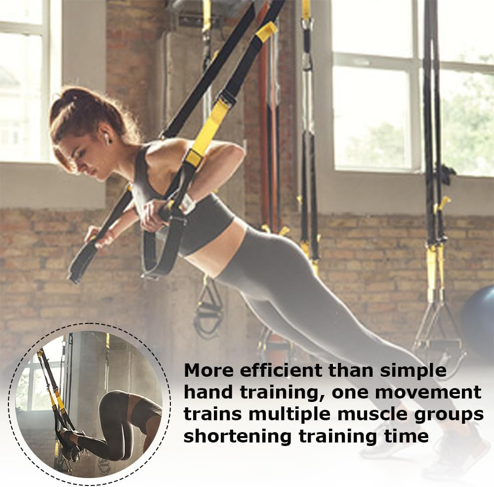 Fitness Suspension Training Straps,With a Breathable Mesh Organizer;Suspension Trainer Kit,Adjustable Fitness Bands, Yoga Resistance Straps, Pull Rope, for Home Gym & Outdoor Full-Body Workout image number 2