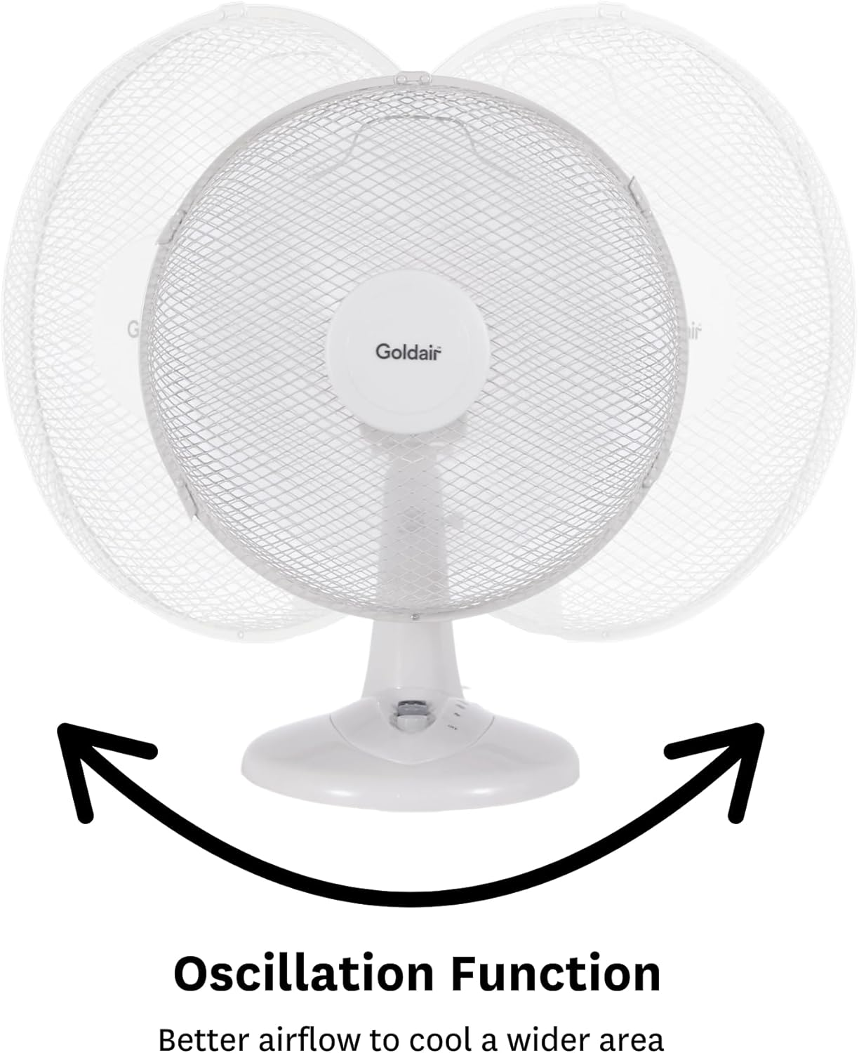 Goldair 30Cm Desk Fan with 3 Speed Settings, Tilt-Adjustable, White - White image number 2