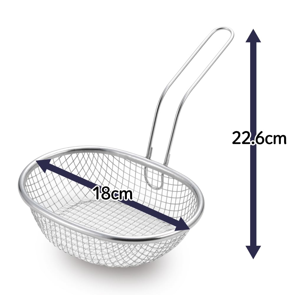 Yoshikawa Aikata 2609378 PD3028 Stainless Steel Fried Colander, Easy to Scoop, Oval Shape, Easy to Clean, Durable Mesh, Made in Japan, Dishwasher Safe, Aikata image number 1