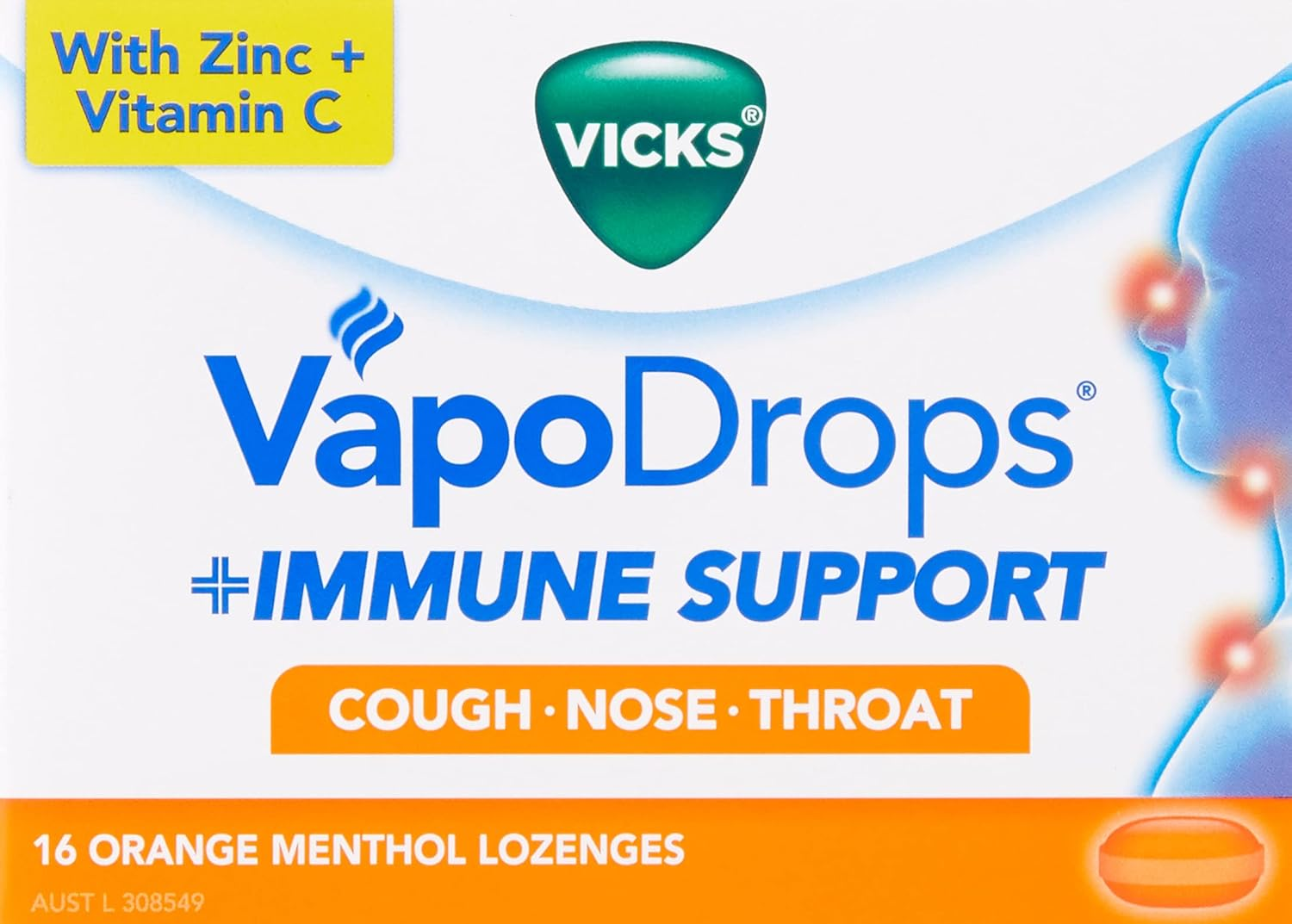 Vicks Vapodrops + Immune Support Orange Menthol Lozenges (16-Pieces) image number 3