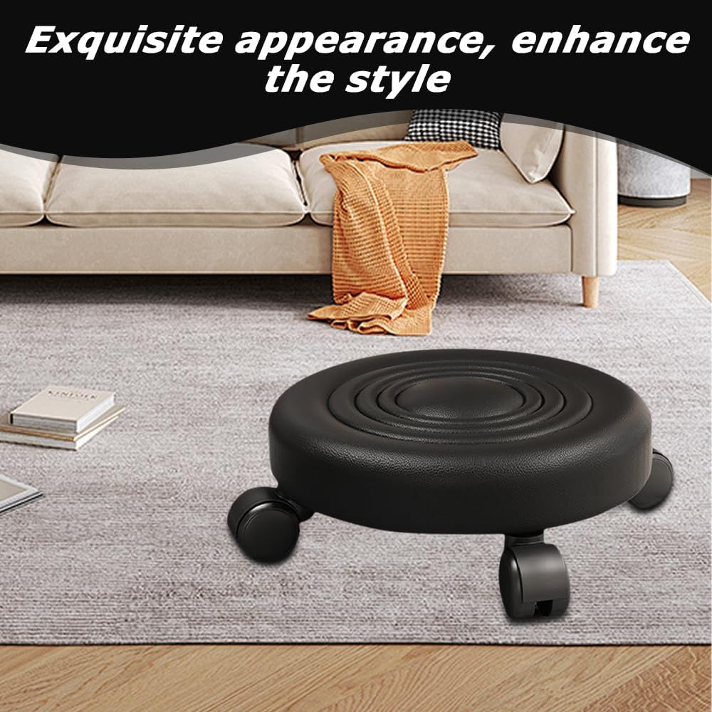 Rolling Stool with Wheels, Durable Metal Stool, Portable Step Stool, Minimalist Design for Home, Office, and Learning Space, Stylish Black Home Office Decor image number 5