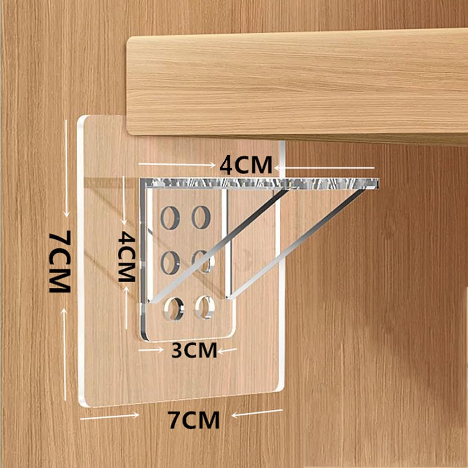 15Pack Adhesive Shelf Bracket, Punch Free Transparent Shelf Support Pegs for Shelves Kitchen Cabinet Closet Clapboard Layer，Clear Self Adhesive Bracket image number 5