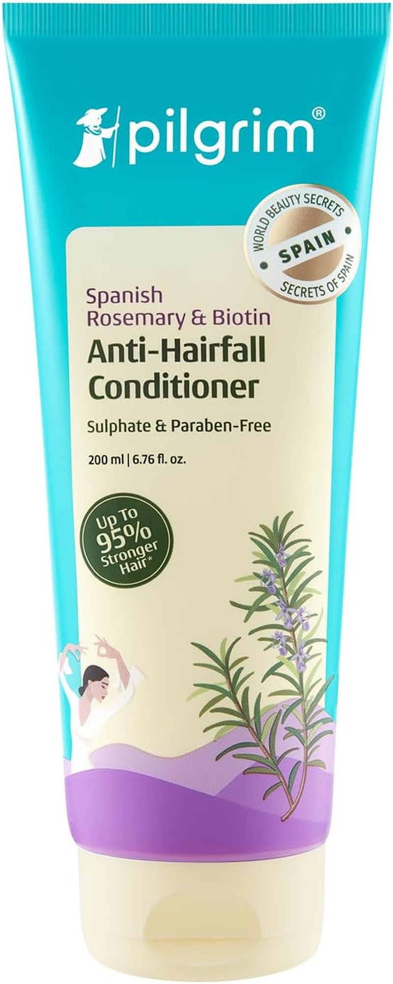 Pilgrim Spanish Rosemary, Biotin anti Hairfall Conditioner for Unisex 200Ml Clear image number 6