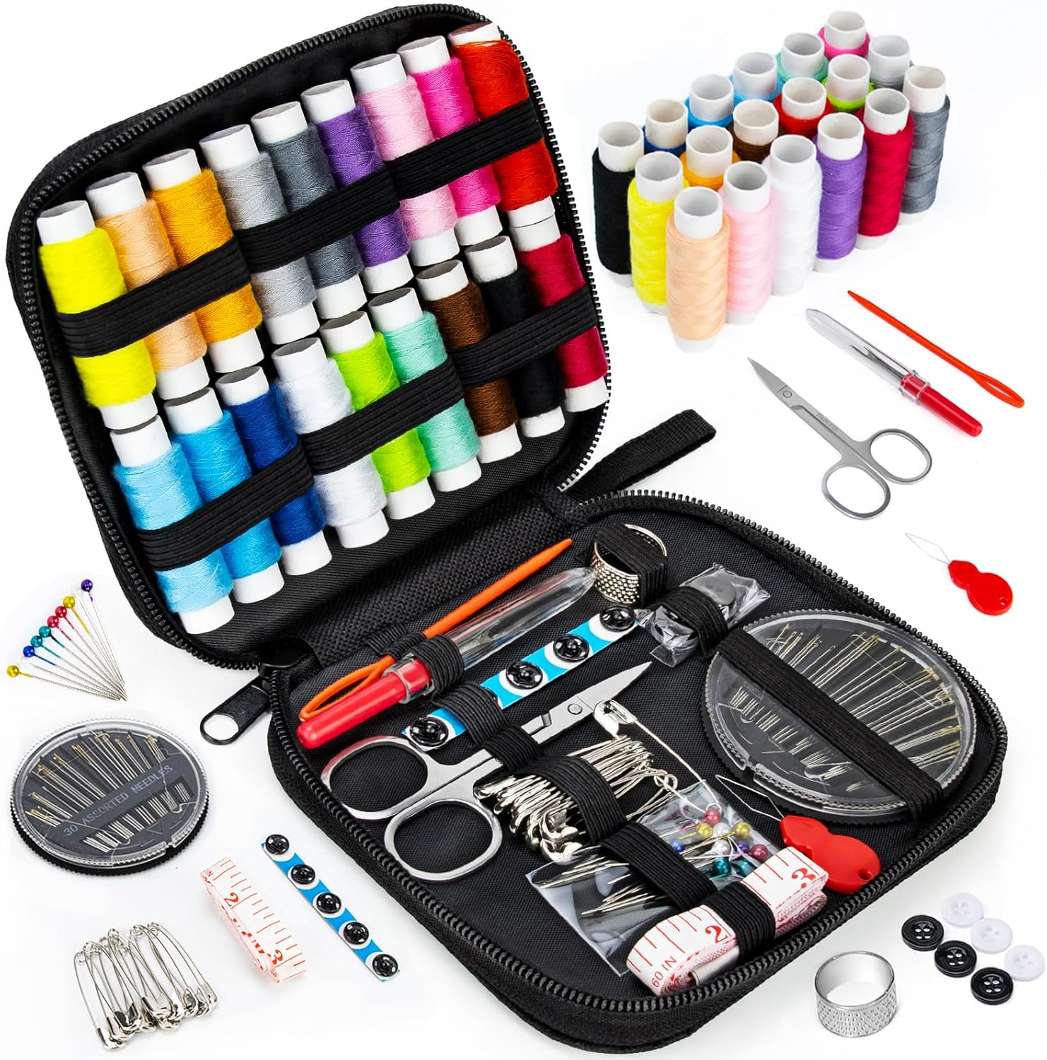 OKOMER Sewing Kit, Sewing Supplies, Sewing Kit for Adults, Needle and Thread Kit, Small Mini Sewing Kit, Travel, Basic,Beginner Sew Kit, Contains Sewing Needles, Needle Threaders, Sewing Thread Etc(M) image number 4