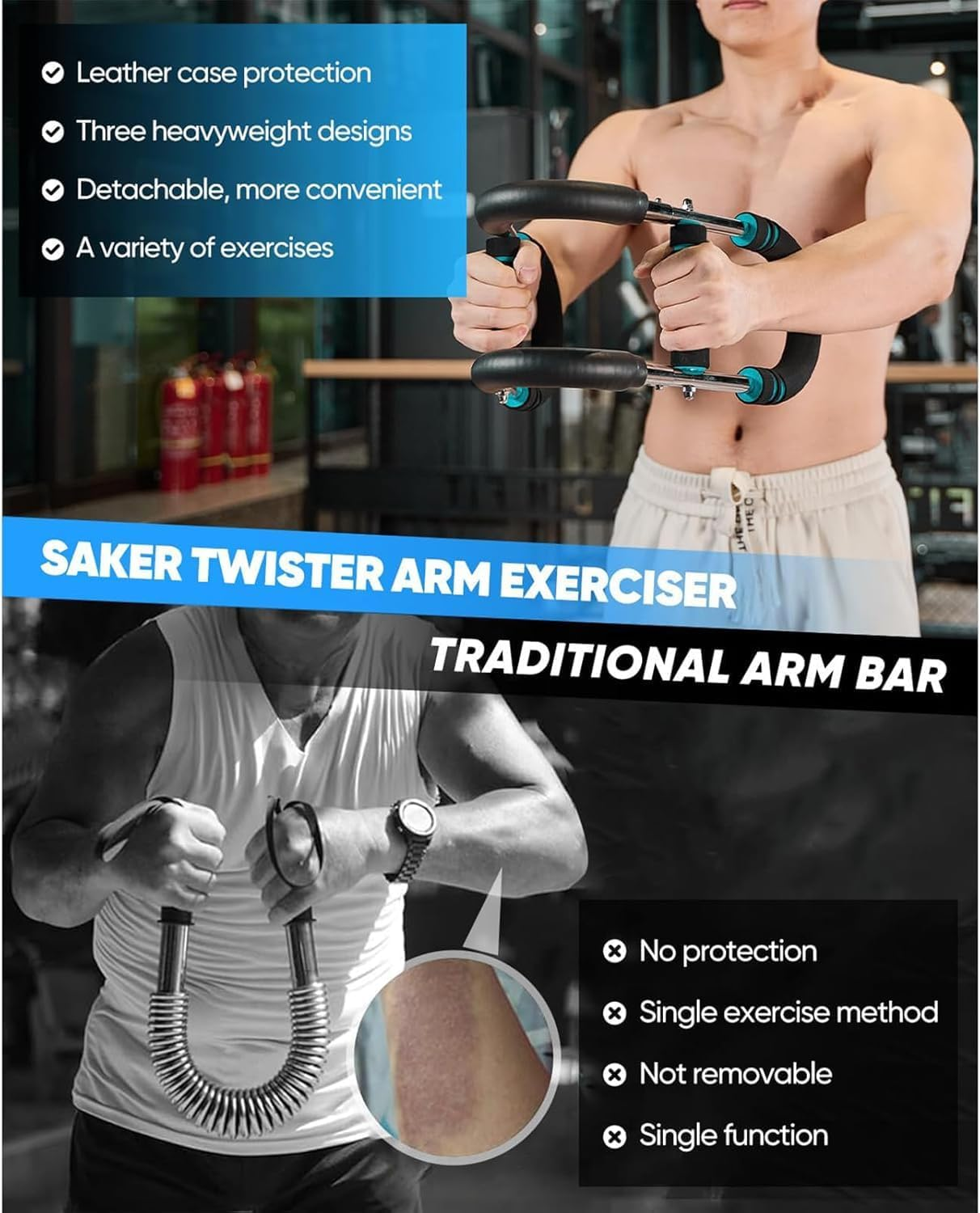 Ultimate Twister Arm Trainer, 66-110Lbs Adjustable Chest Expander, Forearm Enhanced Exercise, Shoulder Muscle Training Fitness Equipment, U-Shaped Power Twister Chest Workout Equipment image number 2