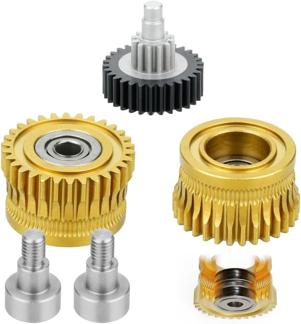 K1C Extruder Gear Kit &ndash; All-Metal DLC Coated Nickel Plated Drive Gears for Creality K1, K1 Max, K1C 3D Printer &ndash; High Hardness, Wear-Resistant, Fix Grinding & Slipping Issues for K1 Series Extruder image number 1