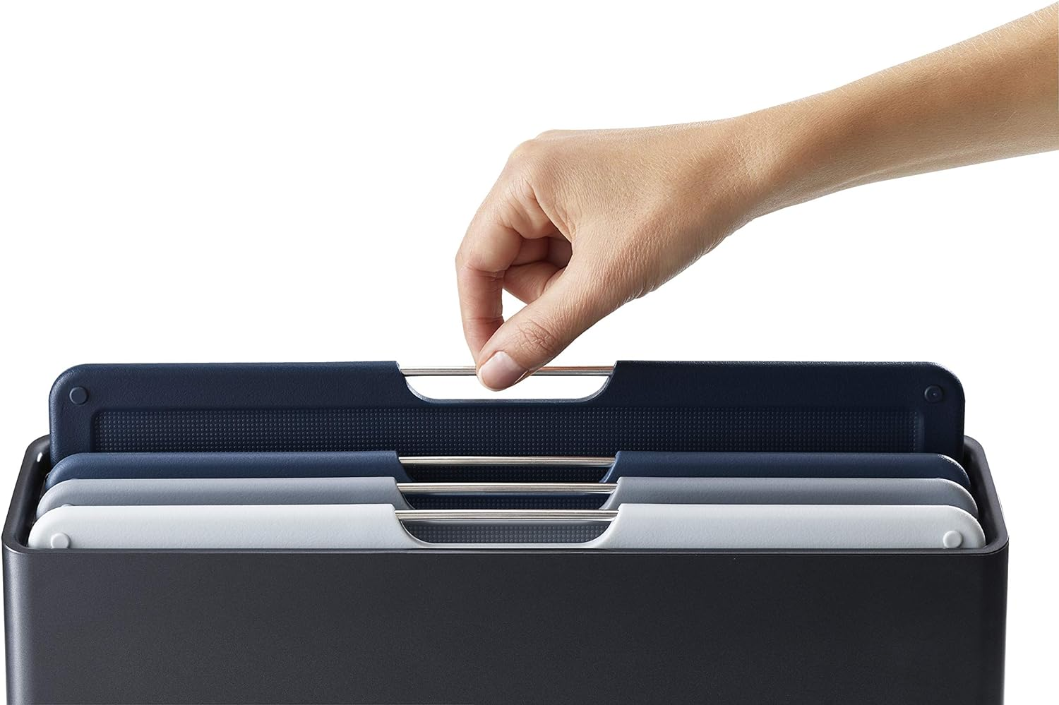 Joseph Joseph Folio Set of 4 Colour-Coded Chopping Boards with Storage Case (Large) - Graphite image number 6