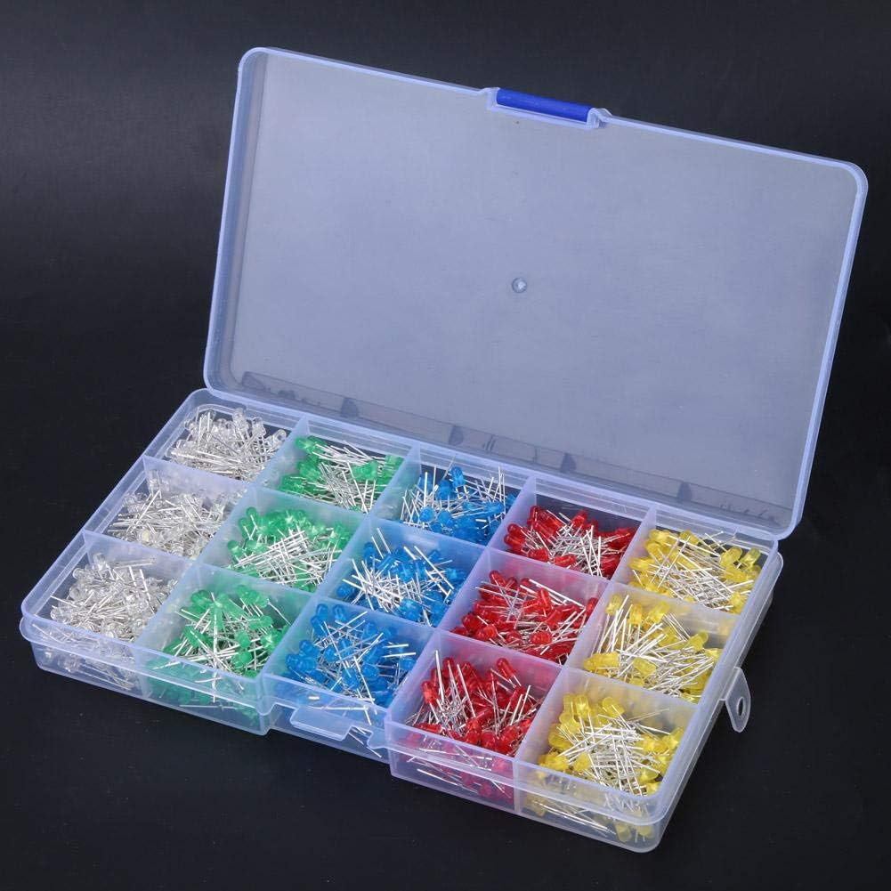 1000Pcs 3Mm LED Light Emitting Diode LED Light Emitting Diode Assorted Kit Red/Yellow/Blue/Green/White Color with Storage Box image number 4